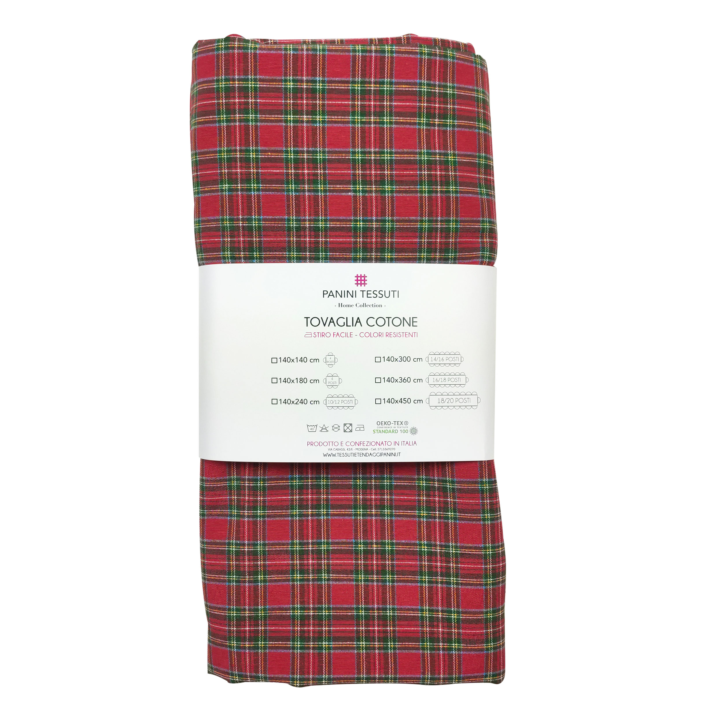 Nappe tissée écossaise rouge et verte