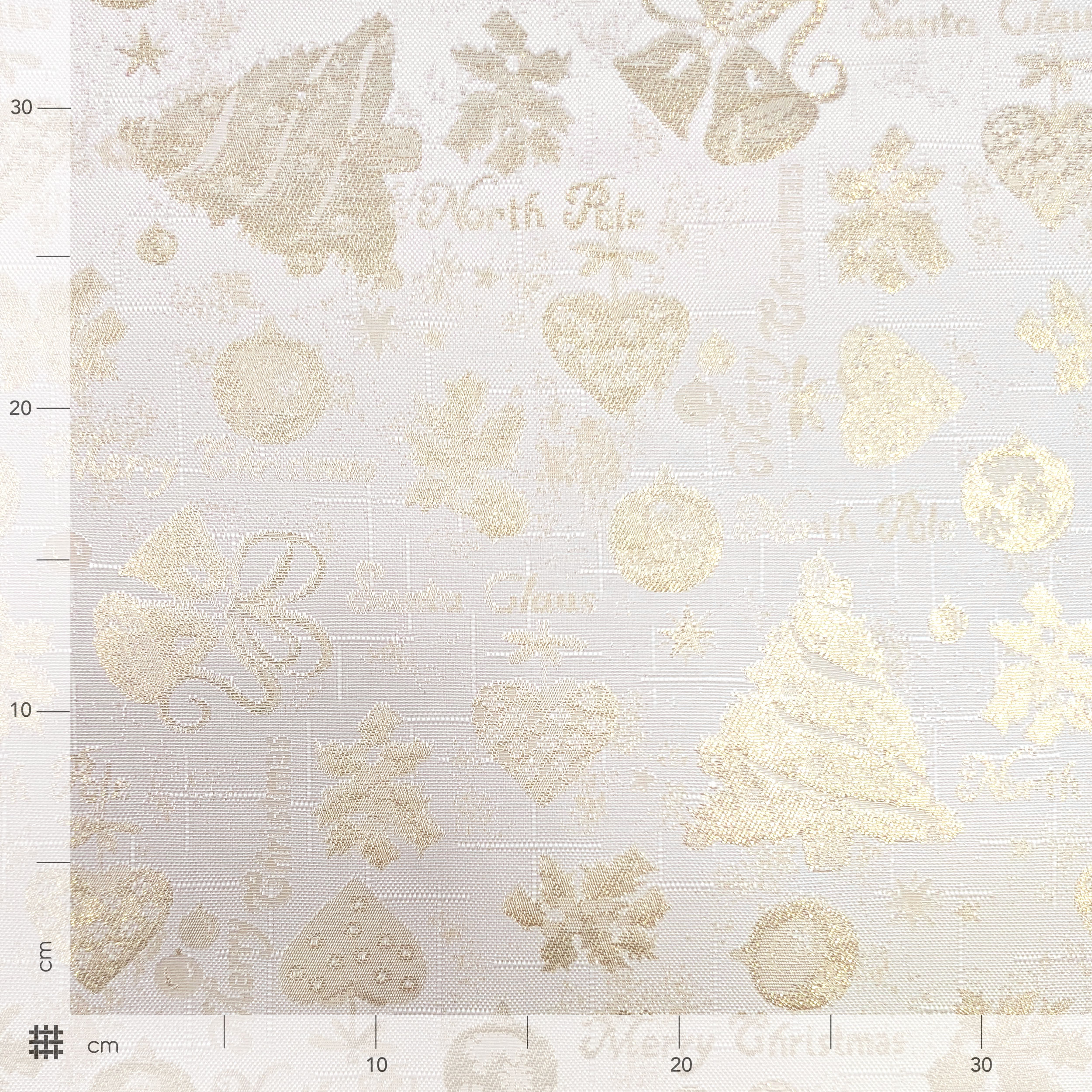 Jacquard Frohe Weihnachten Weiß Gold Lurex H 280 cm Image