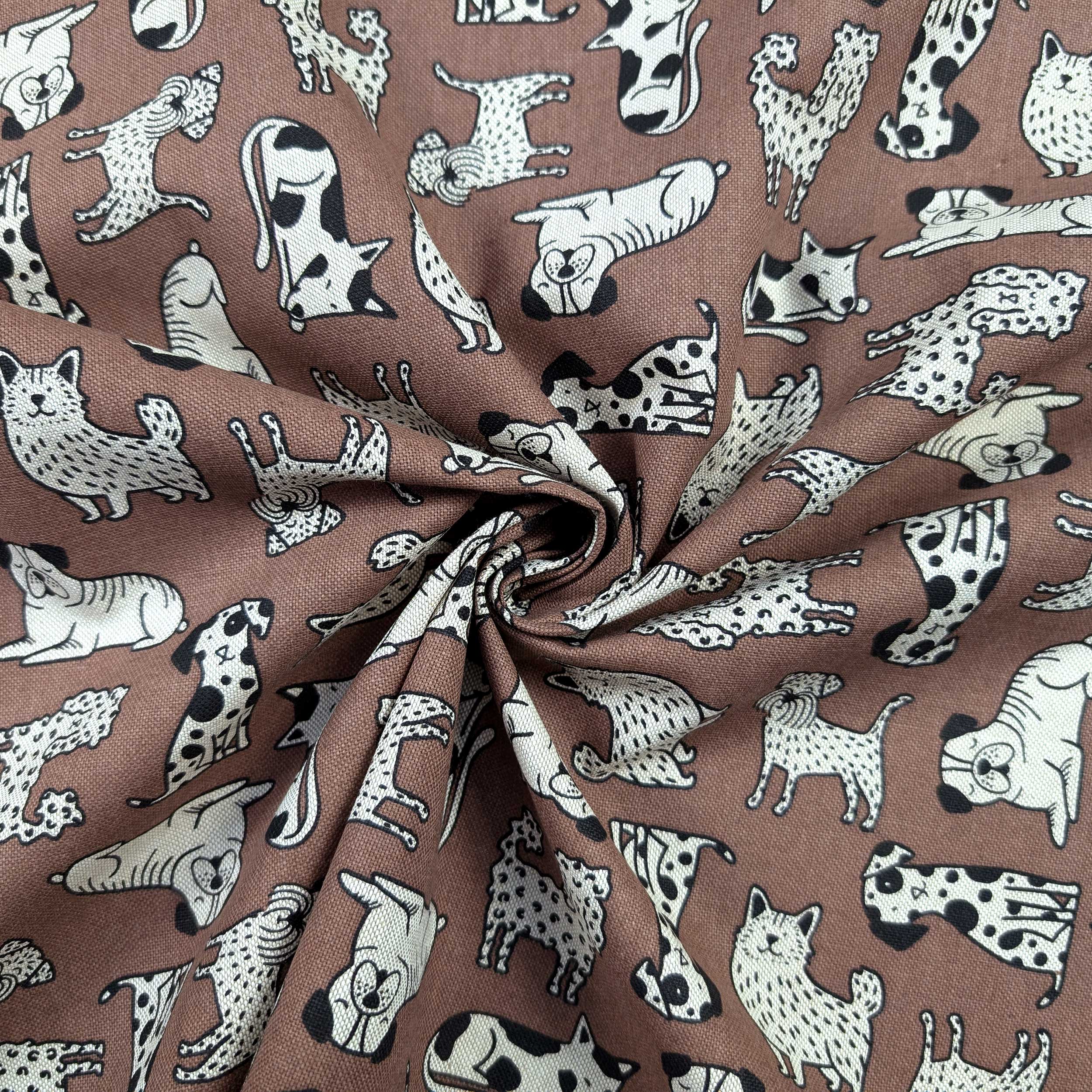 Panama Fabric Dogs Background Brick Image