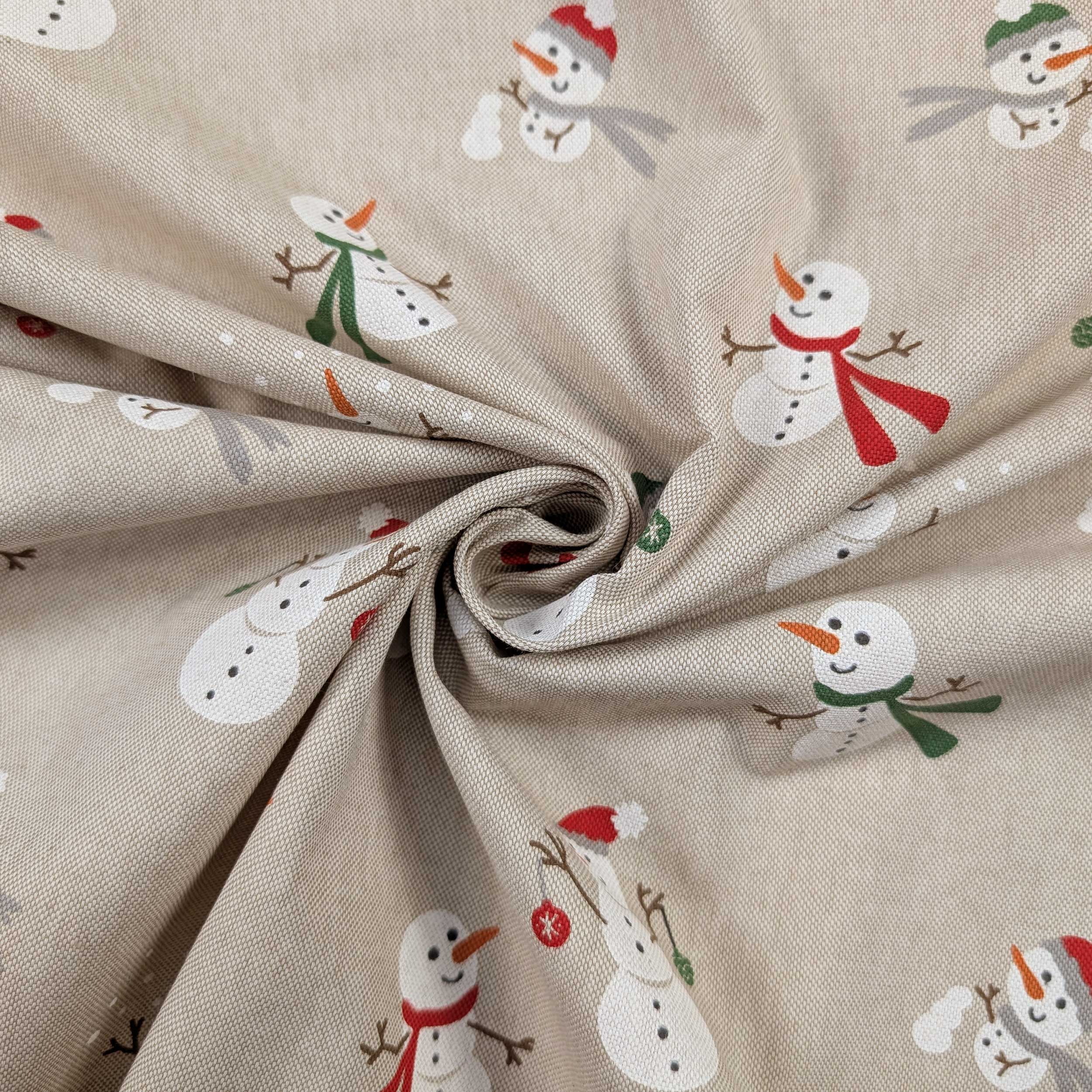 Panama fabric with snowman pattern Image