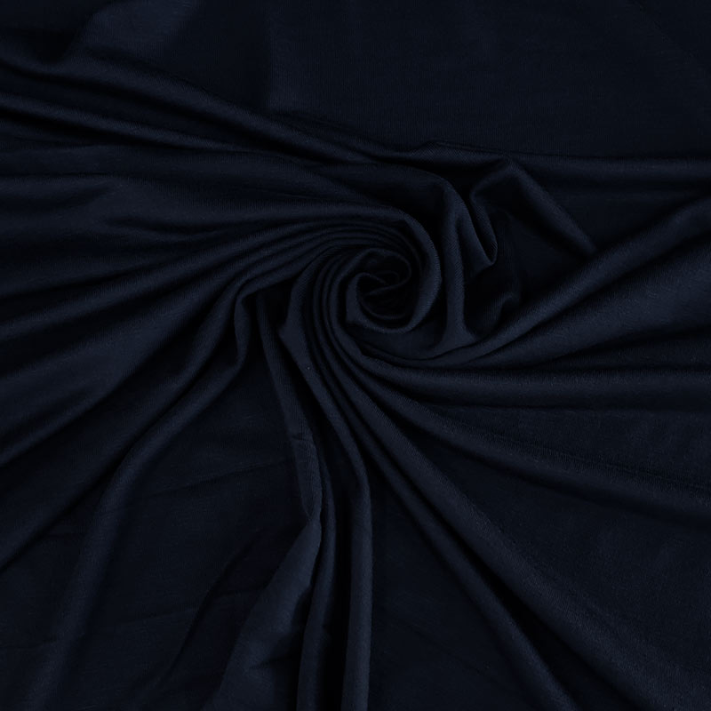 Tessuto Jersey Leggero Tinta Unita Blu Scuro
