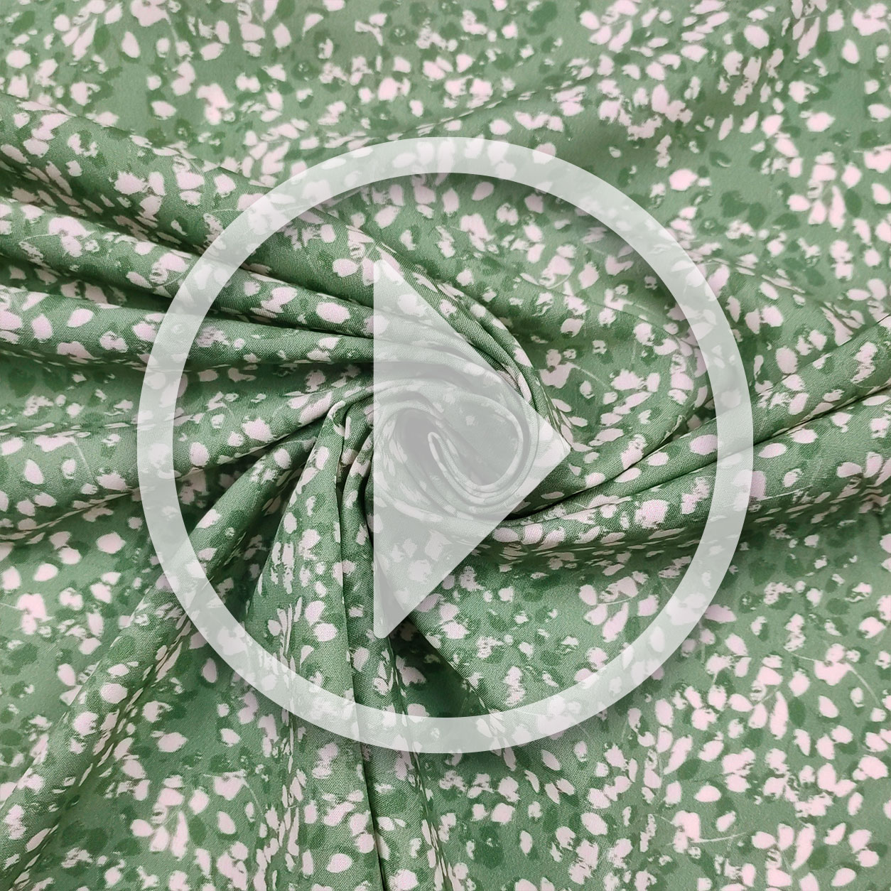 Tissu de coton Fantaisie Pétales blancs Fond vert Image