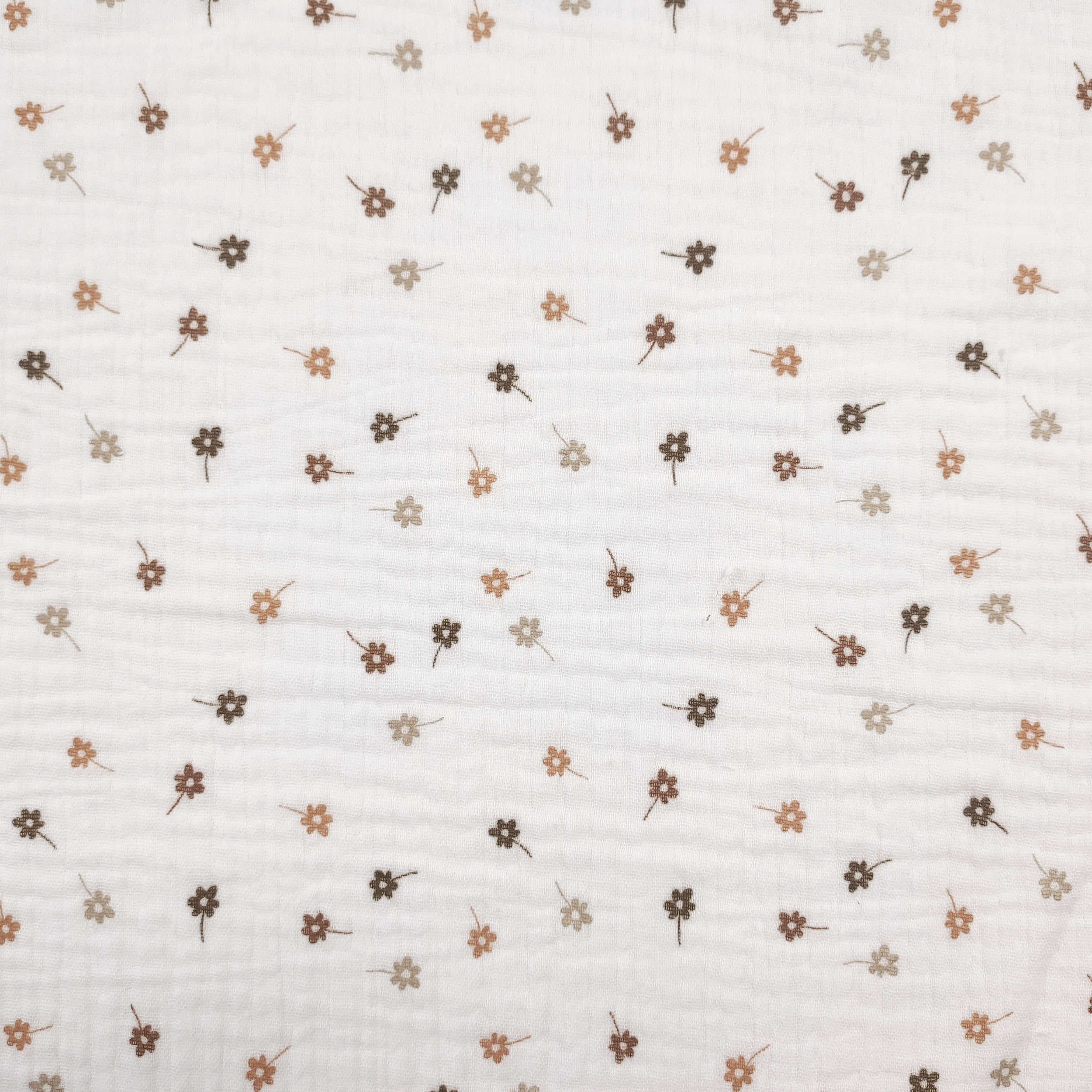 Cotton Muslin Beige Flowers White Background Image