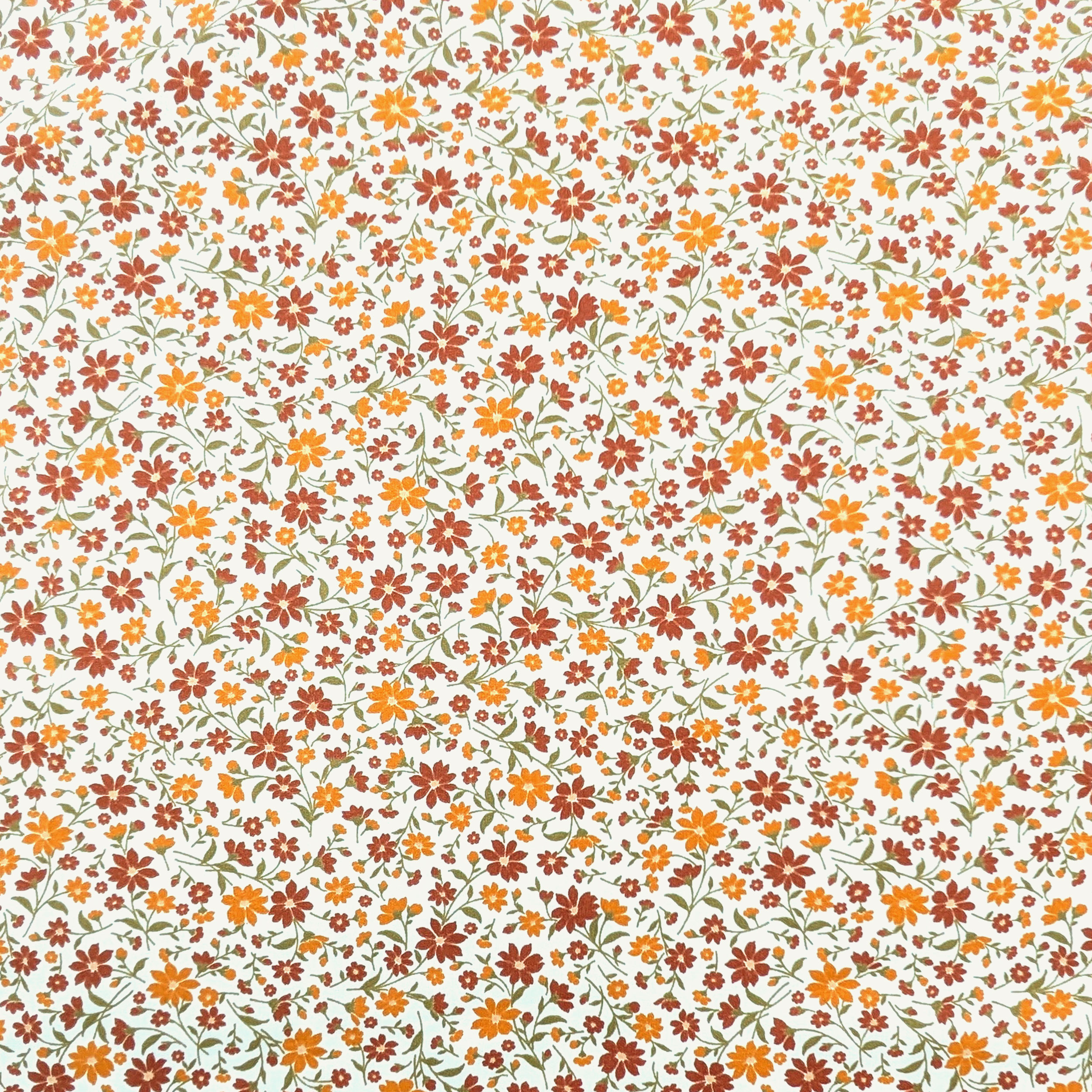 Poplin Cotton Flowers Orange Tones
