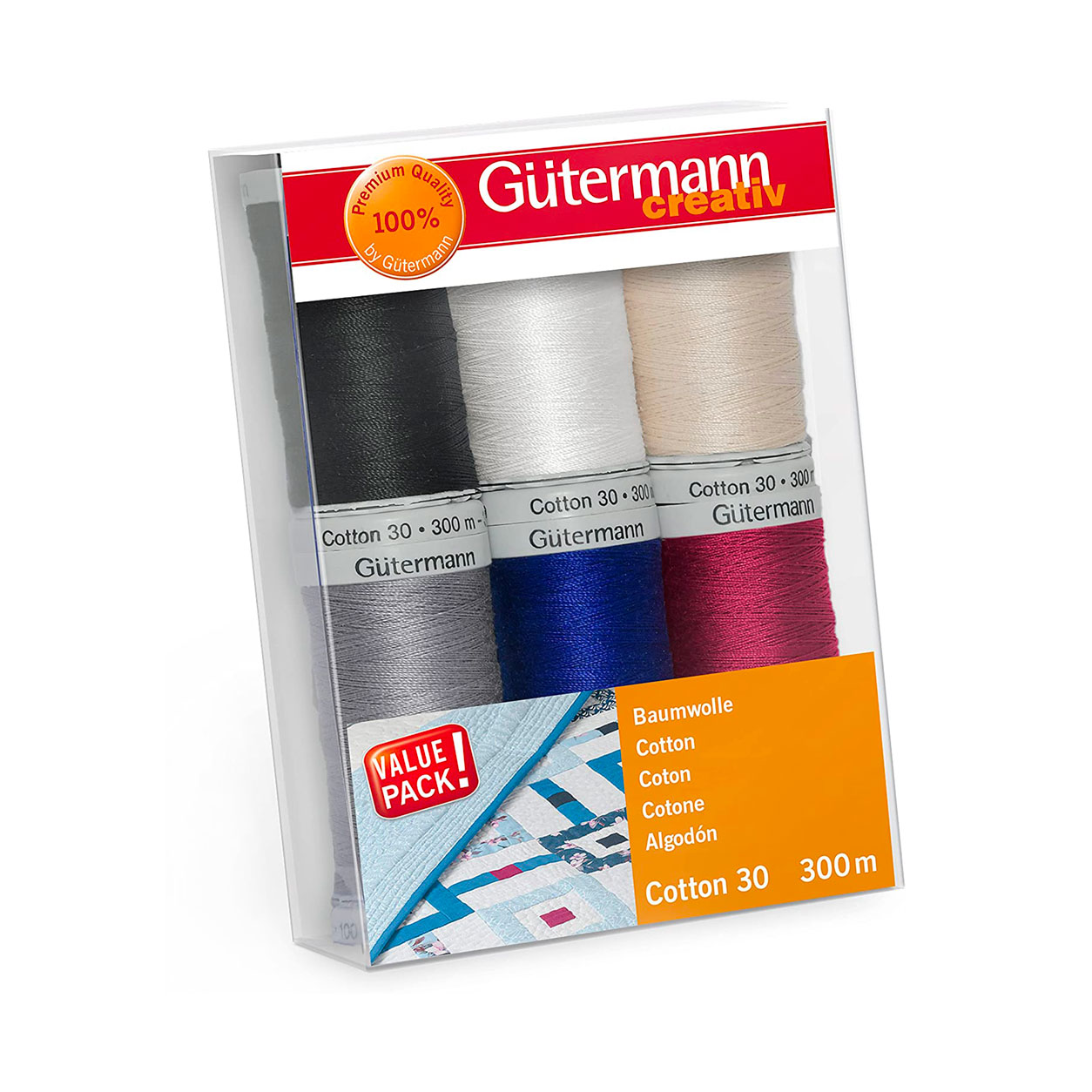 Hilo de algodón Gutermann 300 m 6 bobinas