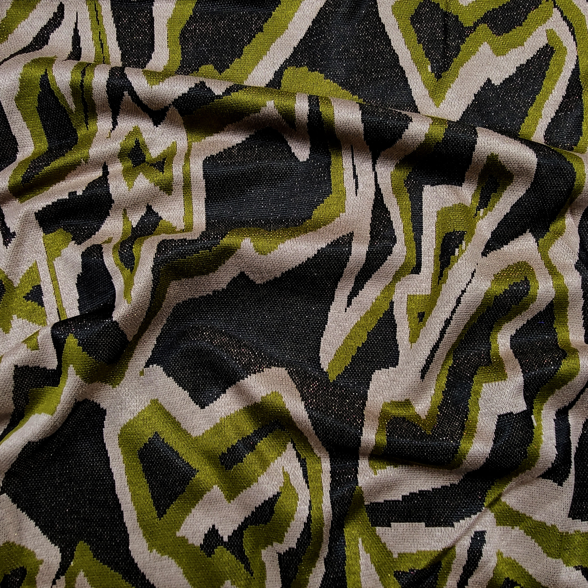 Mélange de coton Motifs abstraits Lurex vert