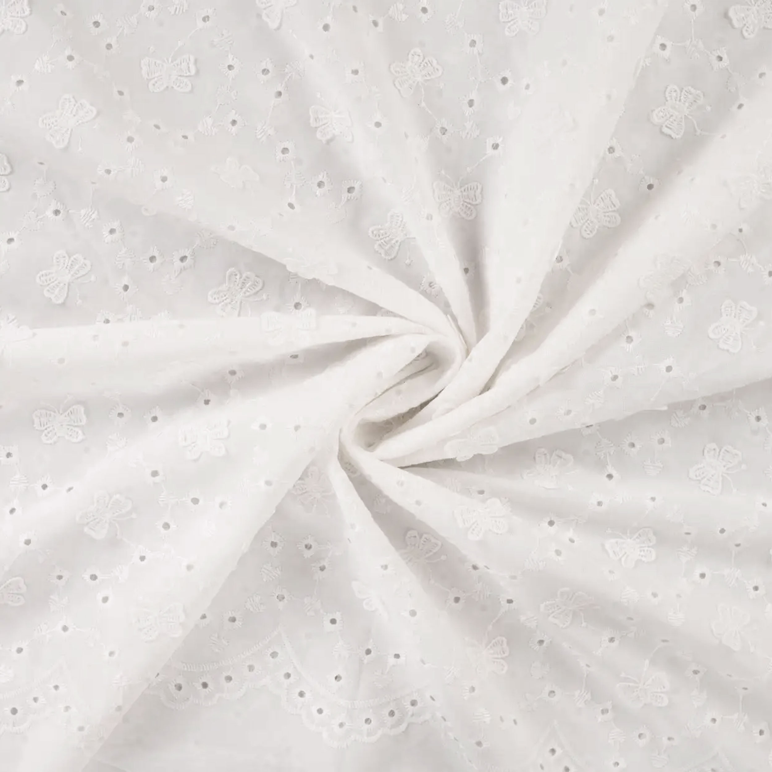 Sangallo Cotton Scalloped Embossed Butterflies Image