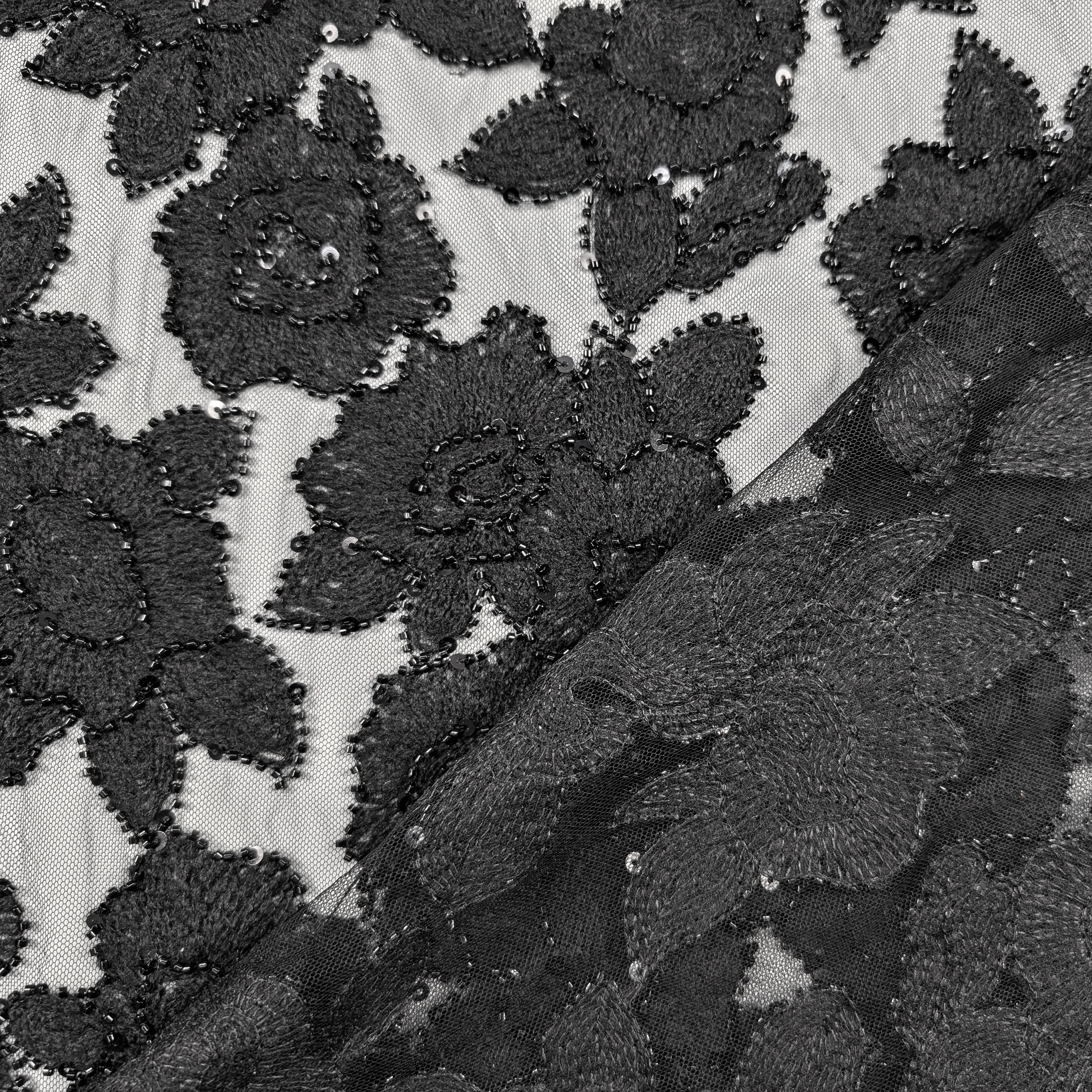 Lace Rose Wool Sequins Black Image