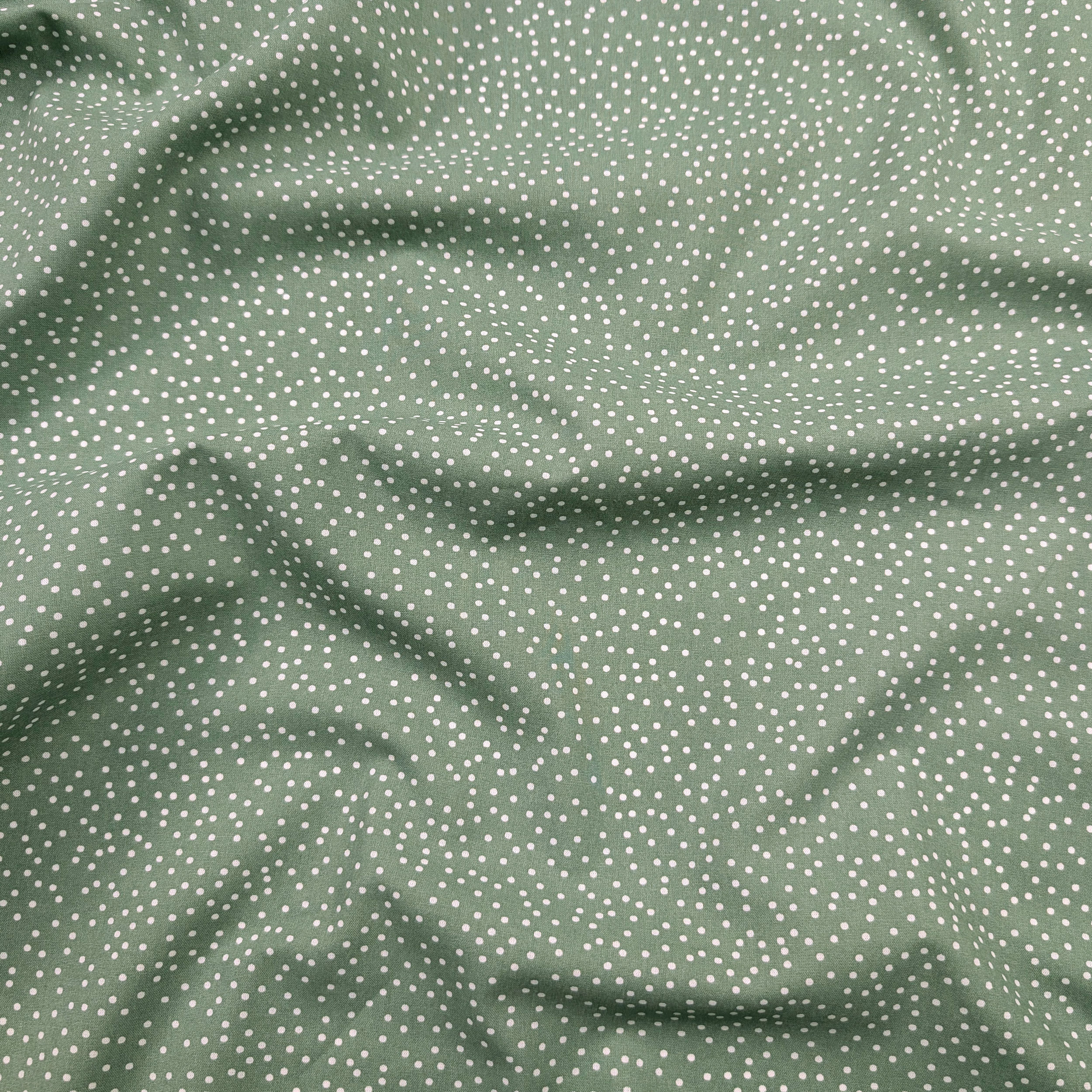 Poplin Cotton White Polka Dot Background Sage Green Image