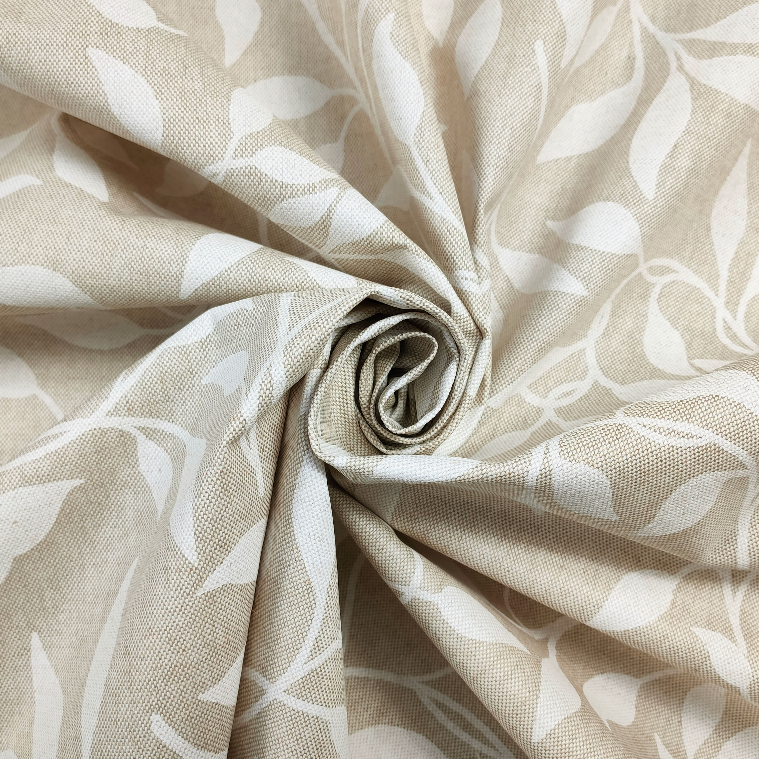 Stoff für Tischtuch Cotton Foliage Weiß
