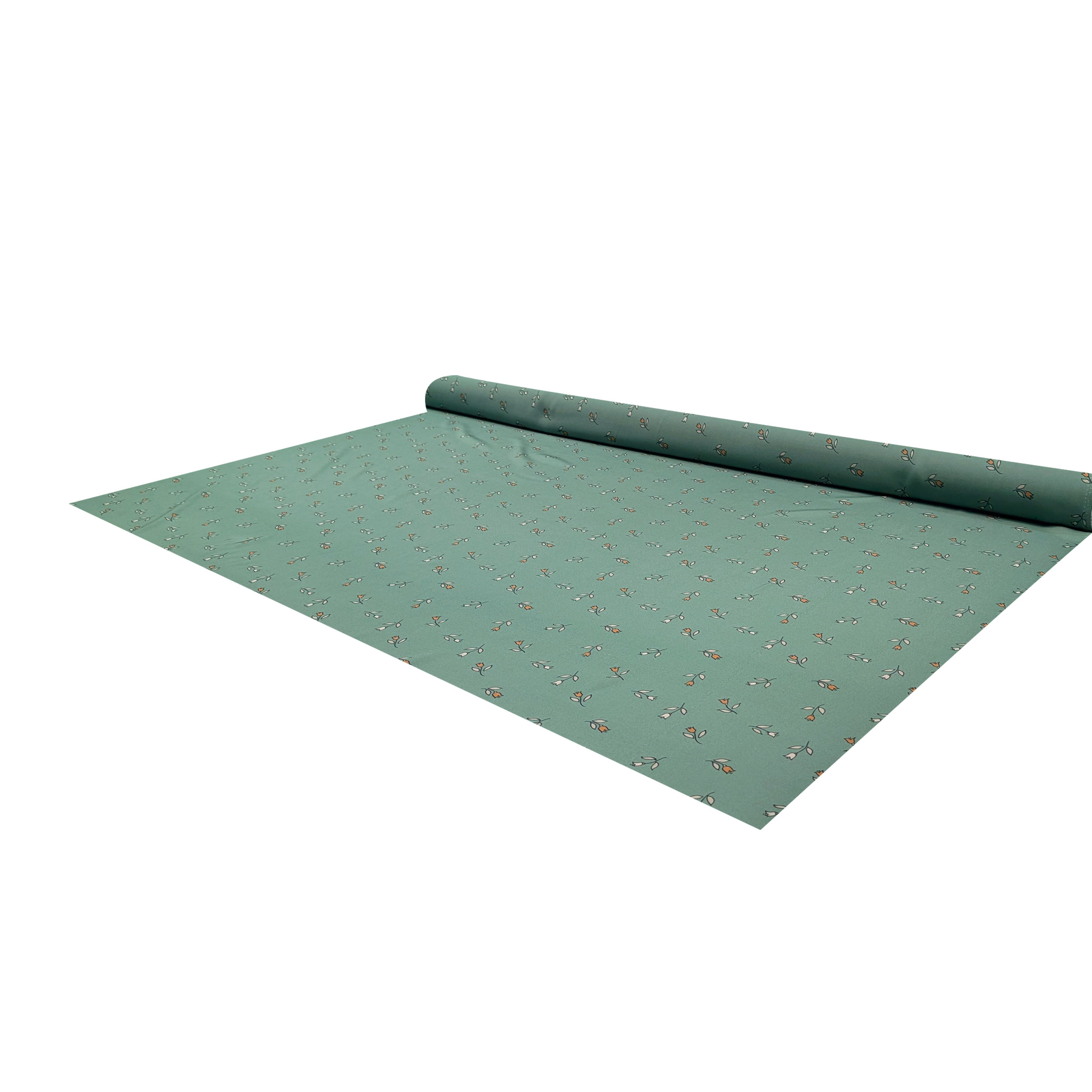 Viscose with Floral Pattern on a Green Background Image