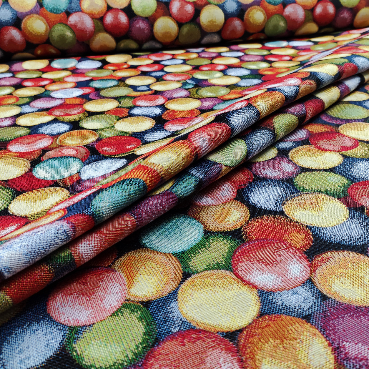 Tejido Jacquard Fantasía Burbujas de Colores