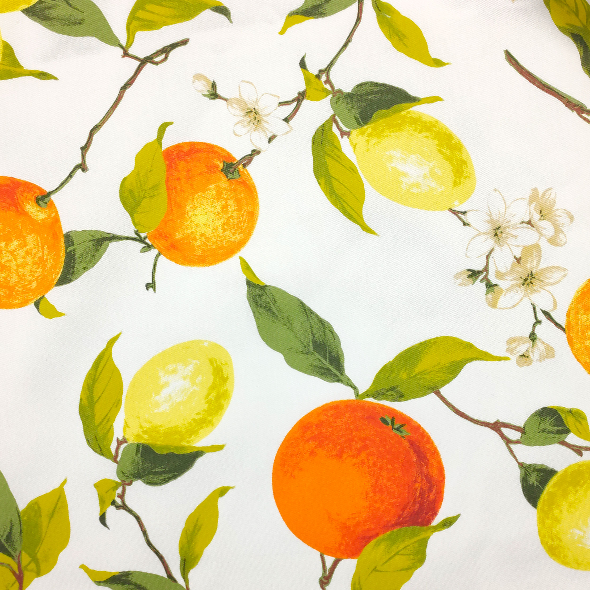 Stoff für Baumwolltischdecke mit Zitronen- und Orangenfantasie