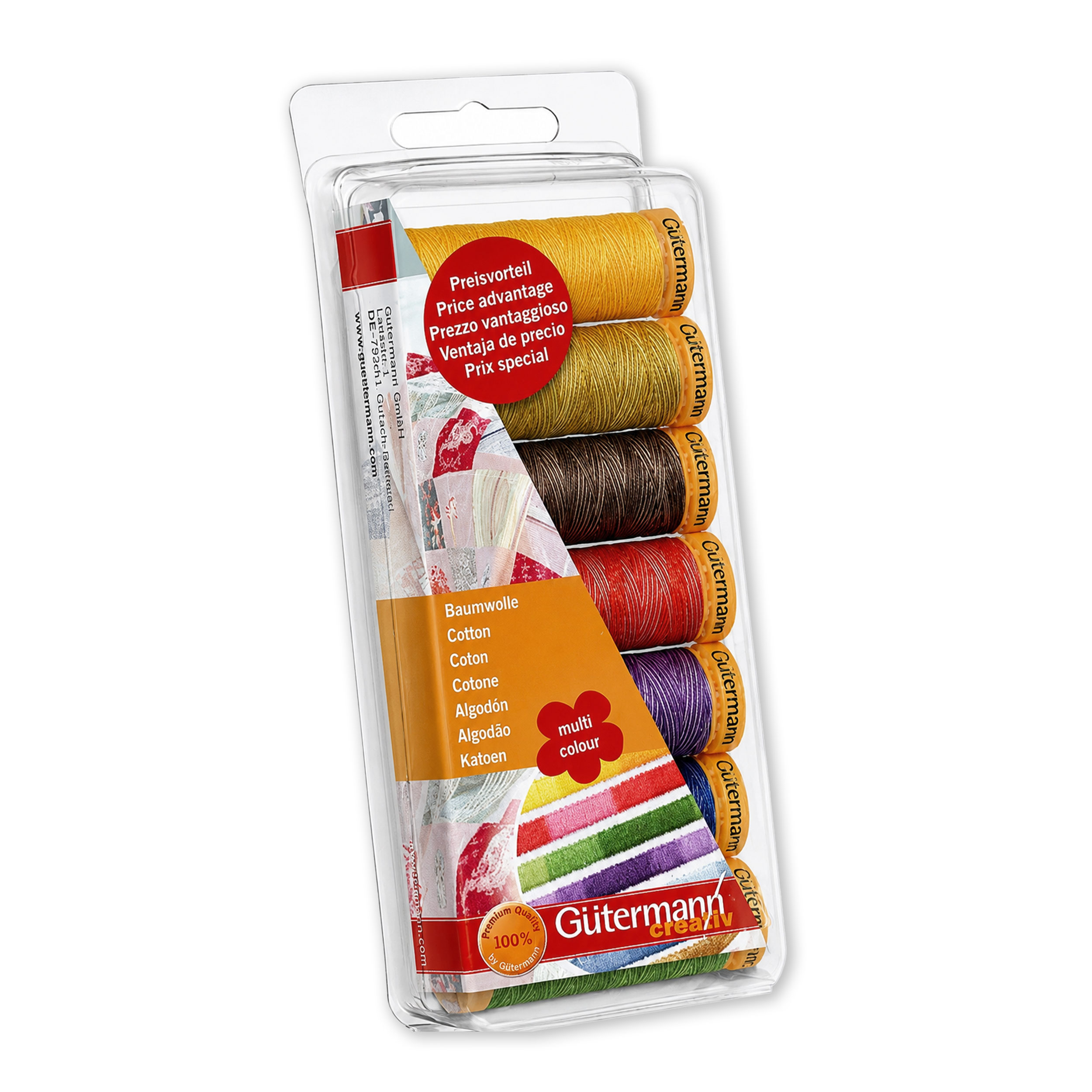 Gutermann Set 7 bobbins Multicolour Cotton Thread 100 m Image