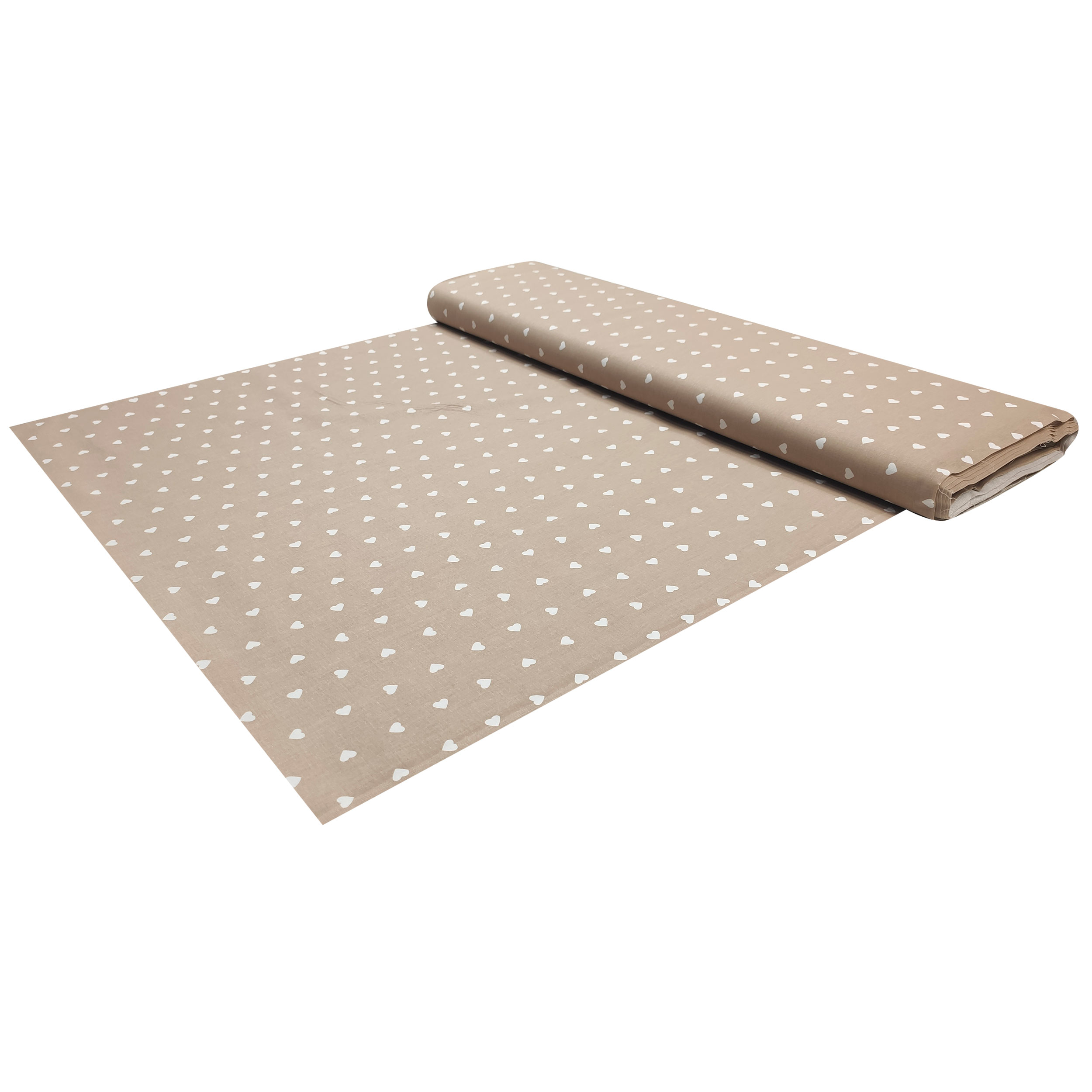 Printed Cotton with White Hearts - Colored Background  Image