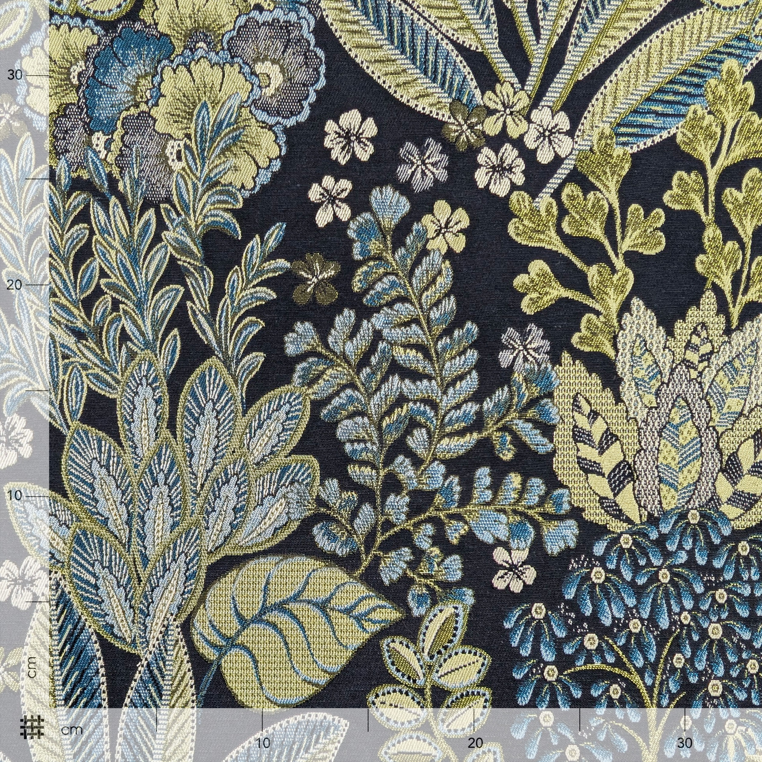Jacquard Floral Tons de Bleu H 280 cm Image