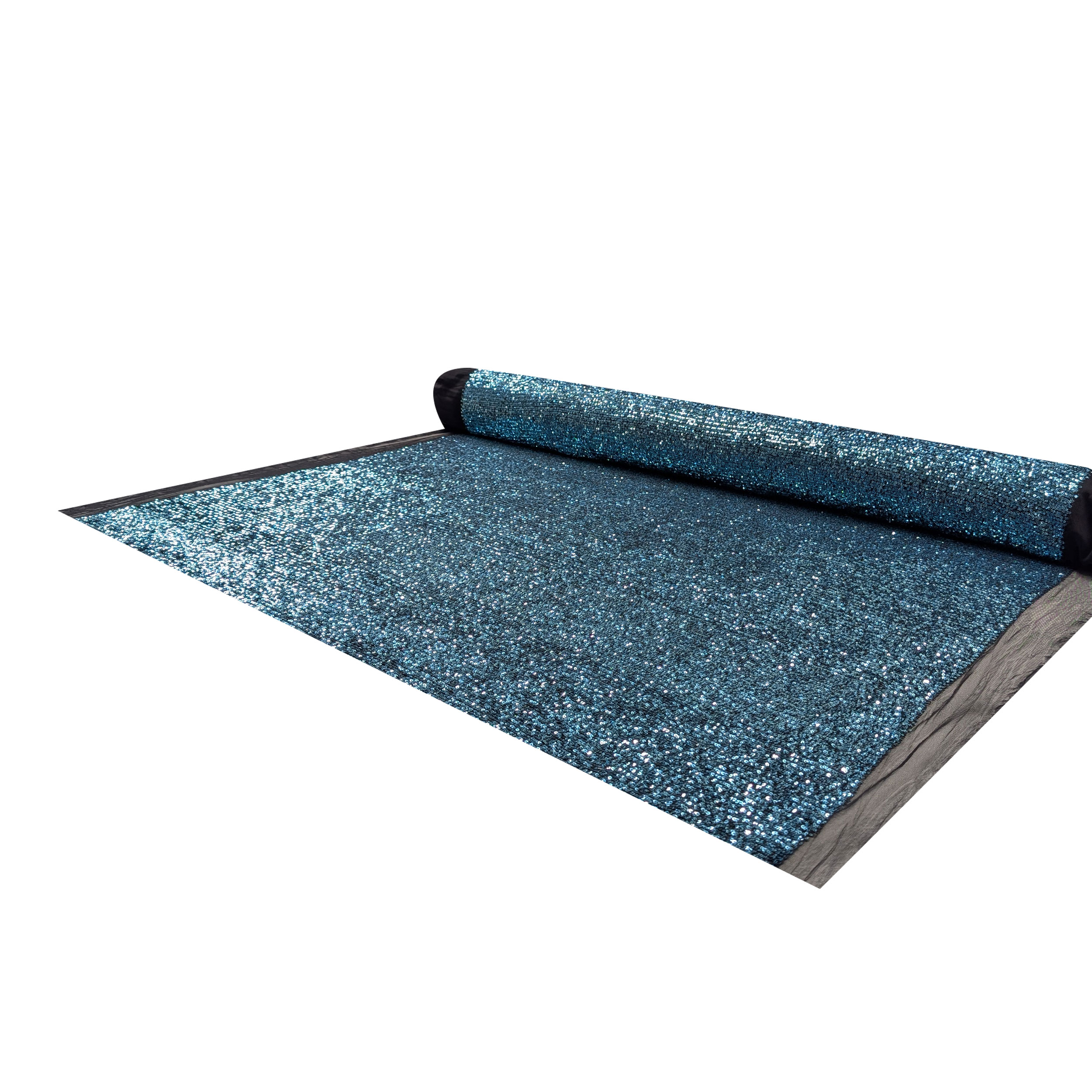 Sequins on Turquoise Stretch Tulle Image