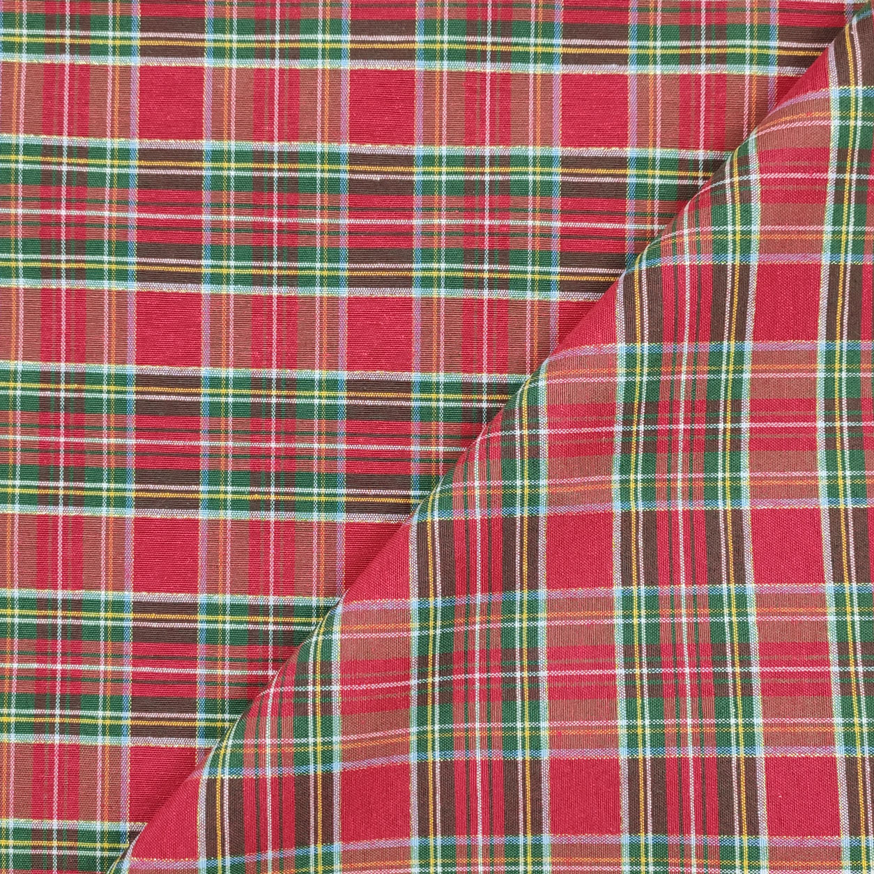 Tartan écossais découpé Carrés en Lurex Vert Rouge 70x280 cm Image