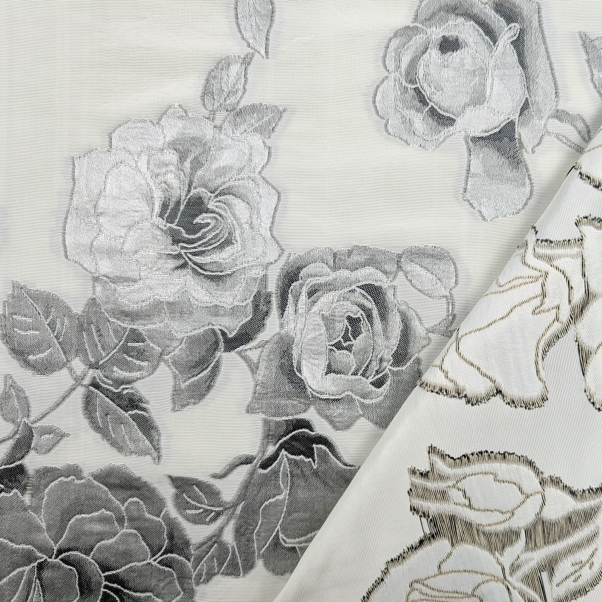 Jacquard Alta Moda Flores Gris Mezcla Seda Image