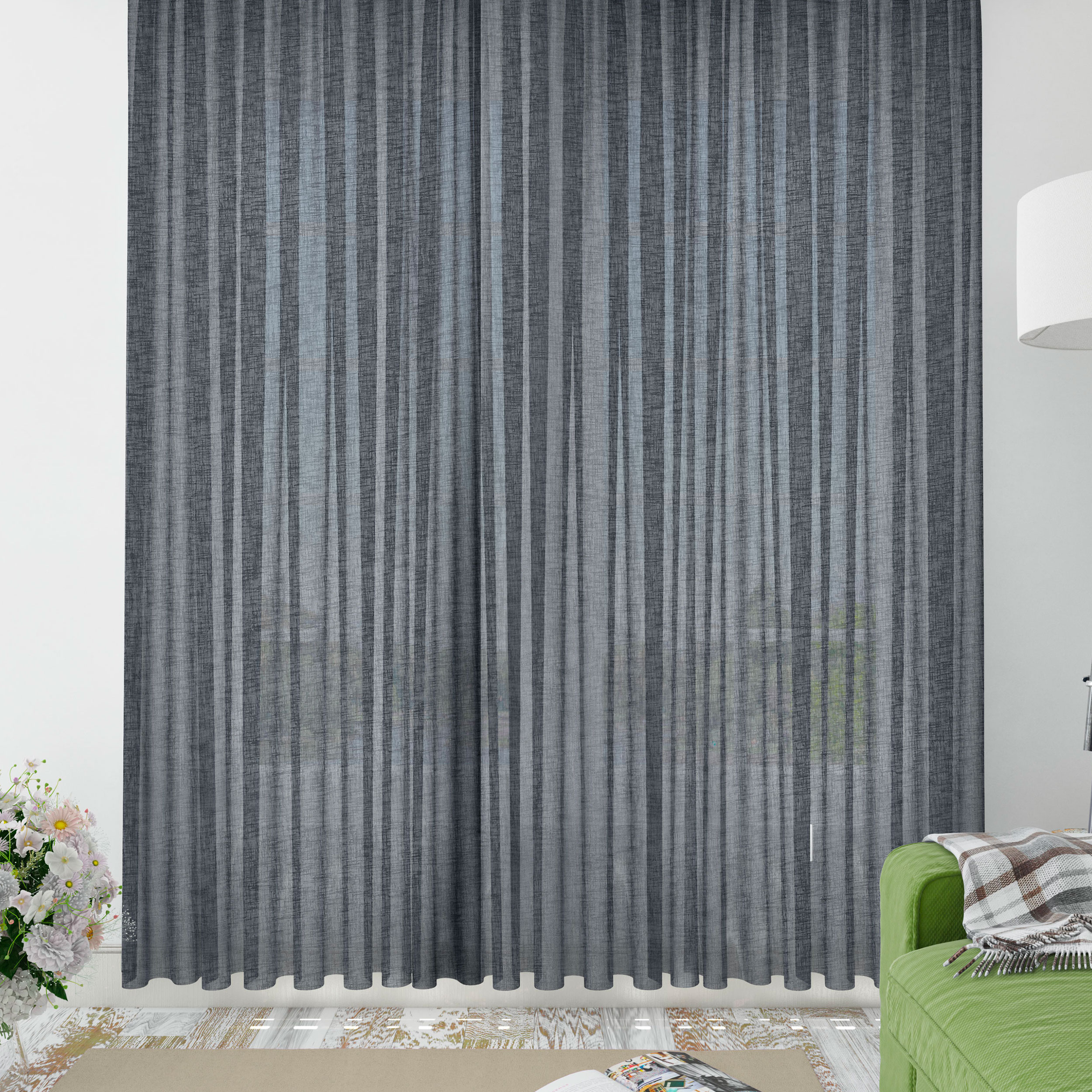 Tissu de rideau en faux lin uni gris Image
