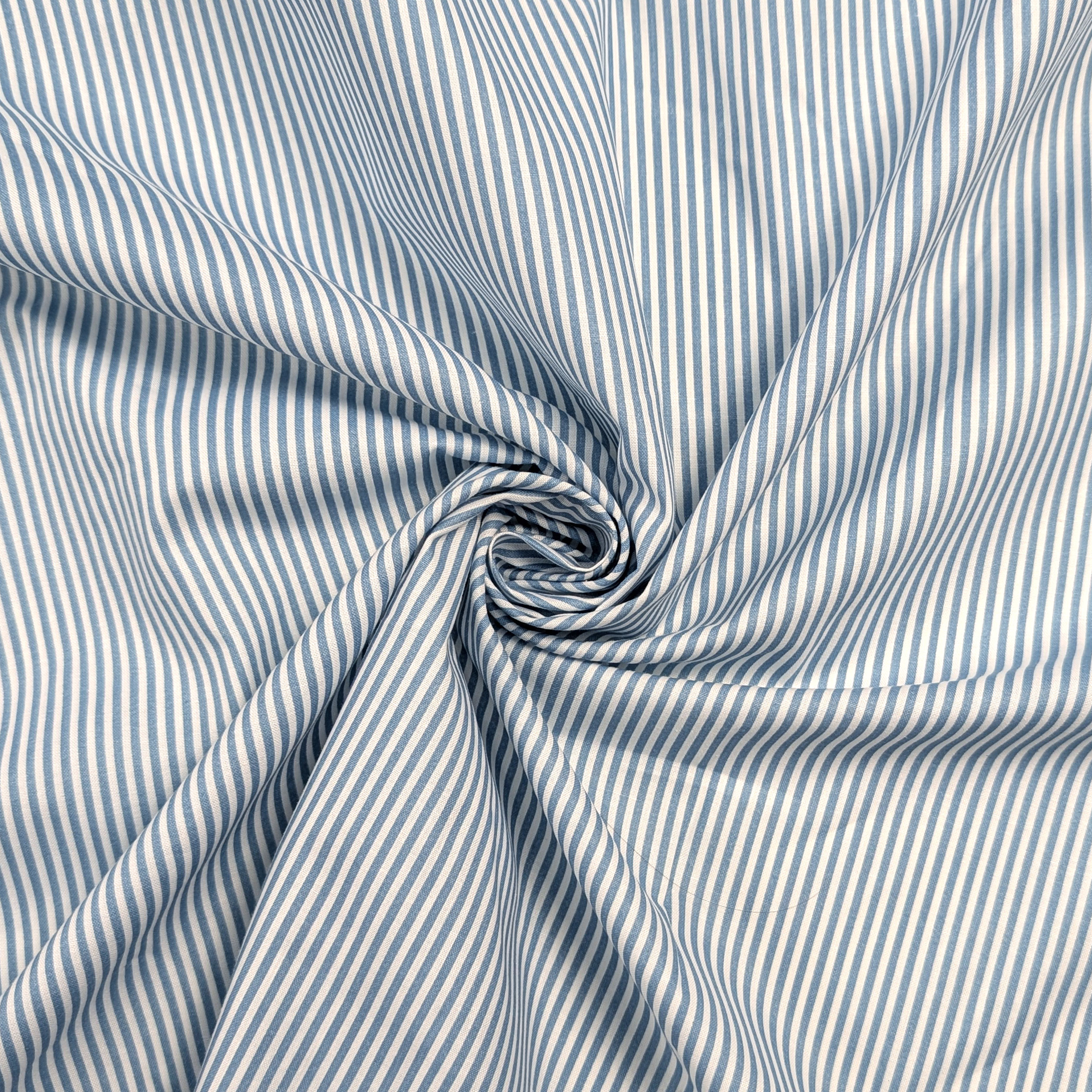 Cotton Sheet Thin Stripes Avio Image