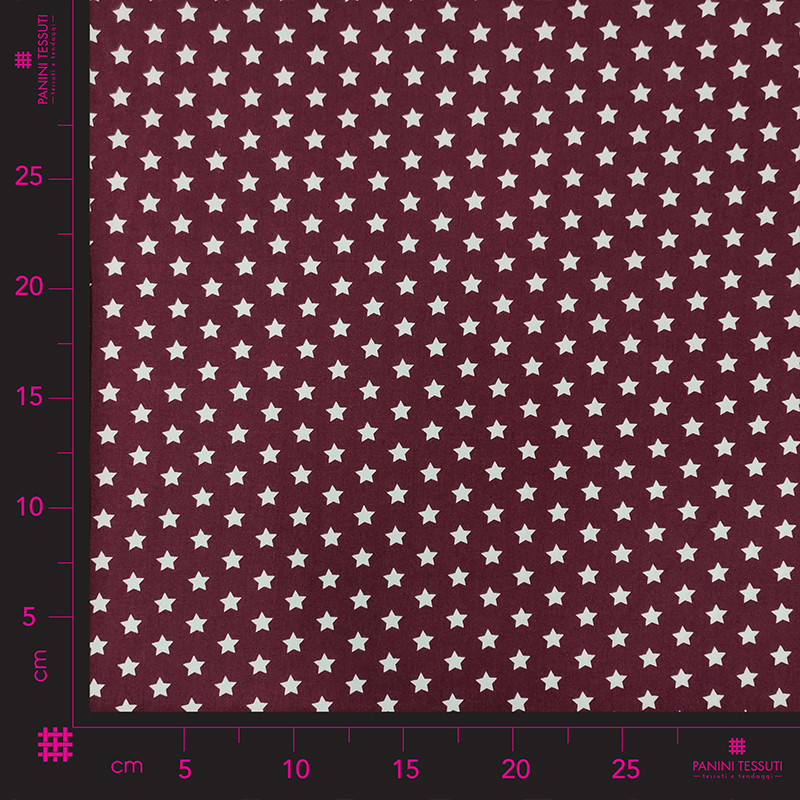 Tessuto di Cotone Stelline Bordeaux