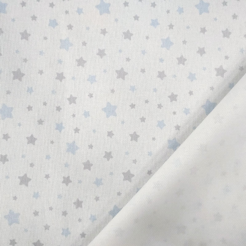 Tela Piqué Algodón Azul Estampado Estrella