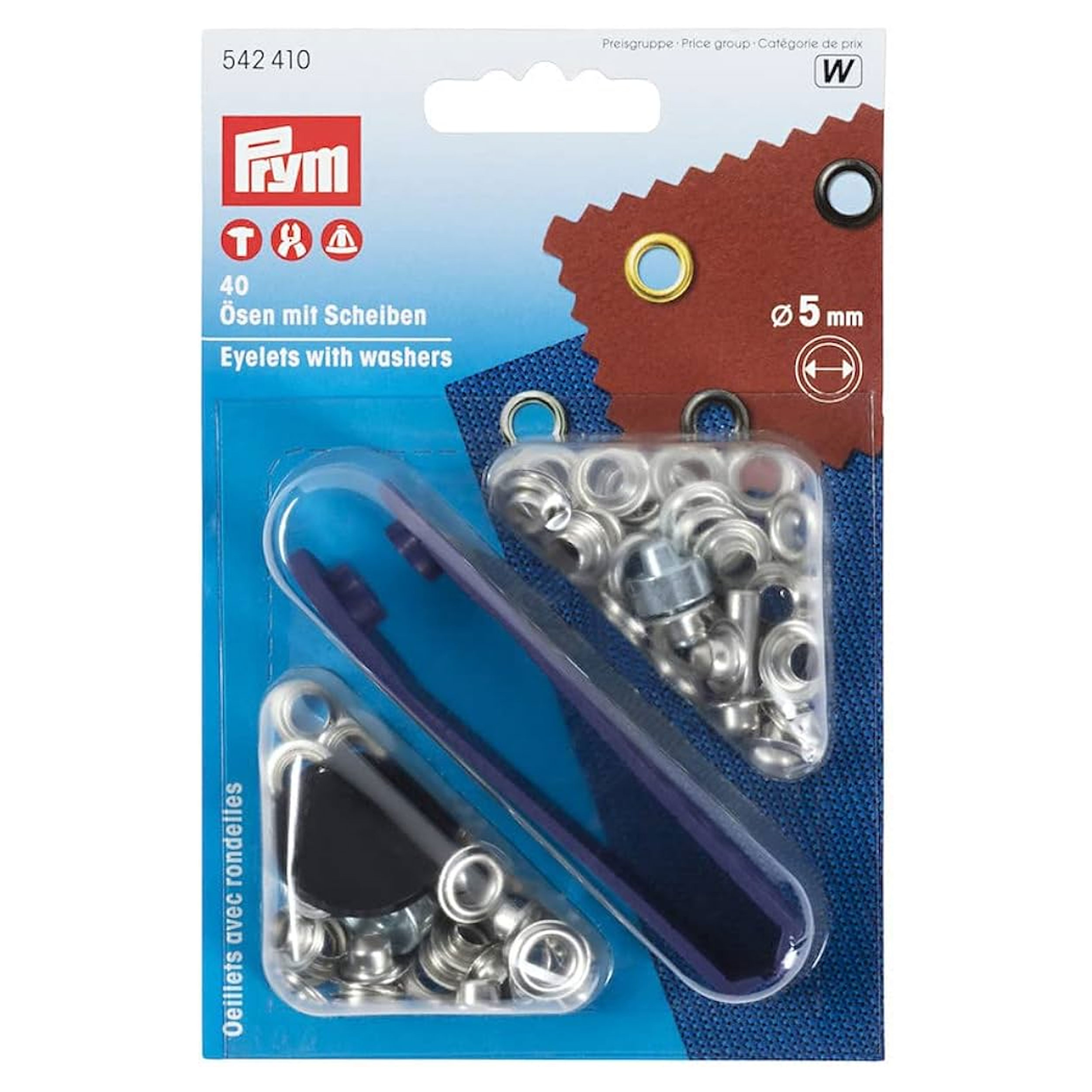 Ösen mit Unterlegscheiben Prym Silber 5 mm