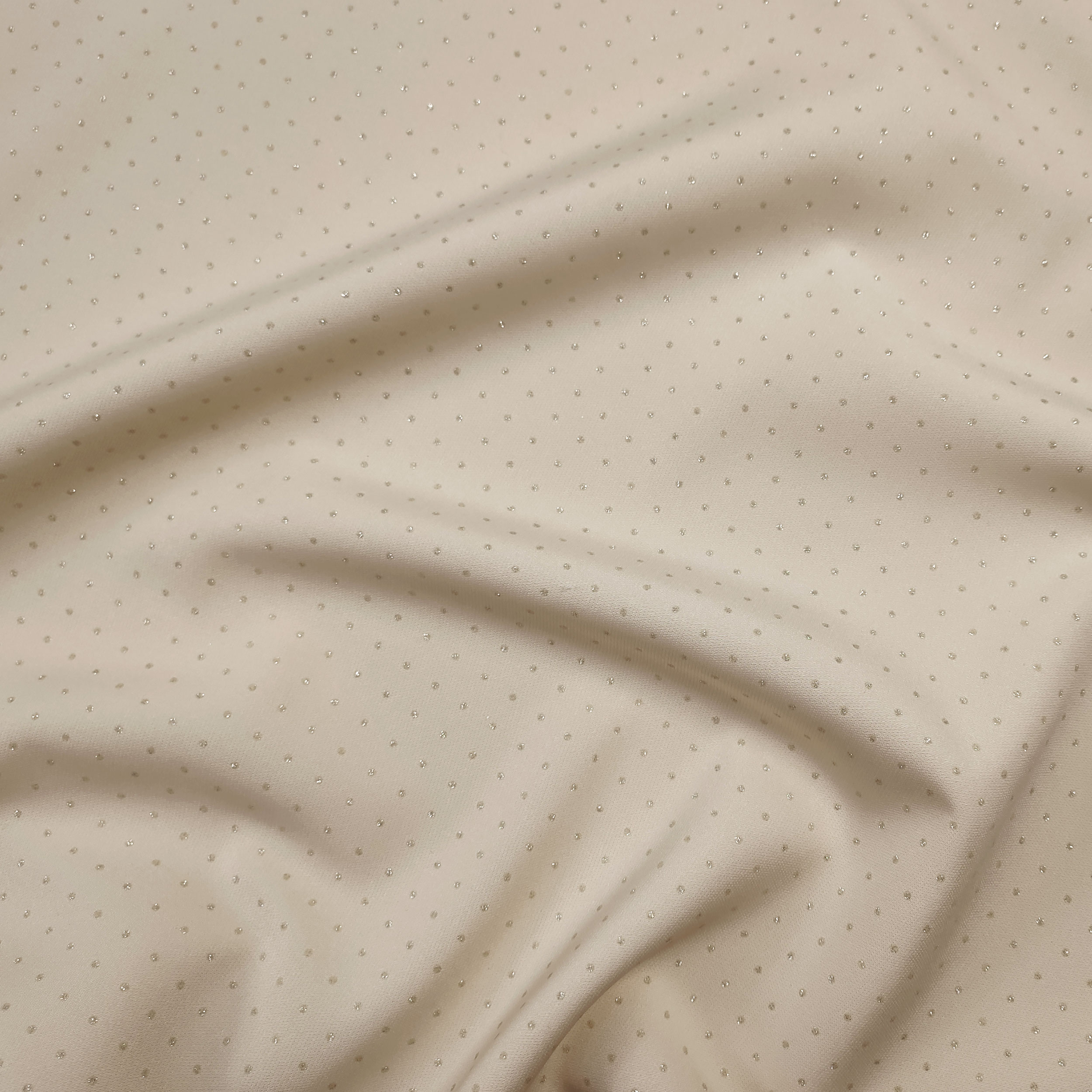 Tissu élastiqué Polka Dot Lurex Background Beige