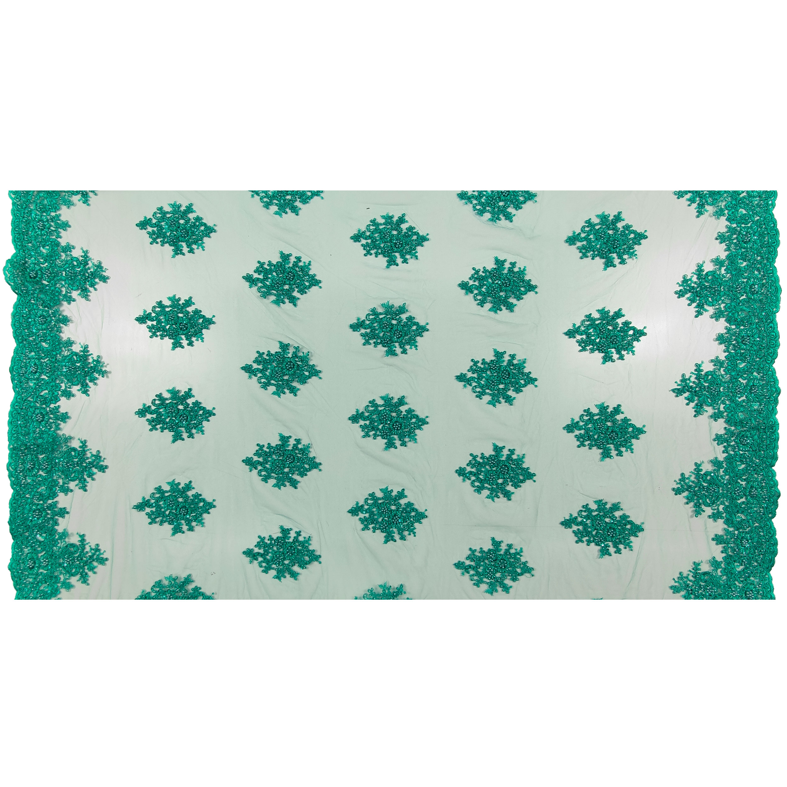 Tulle brodé de perles Lux Emerald Green