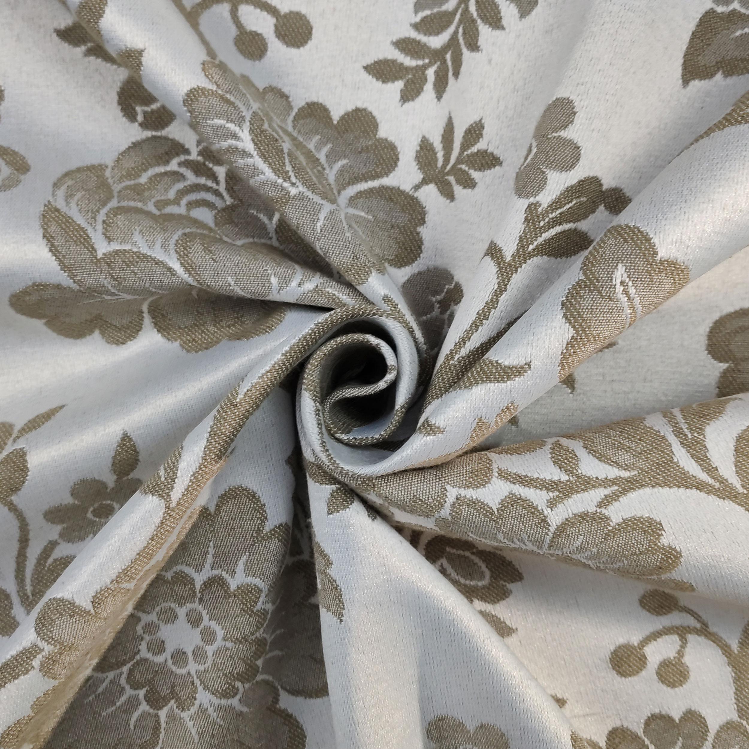 Tessuto Arredo Vintage Damascato Grigio Tortora