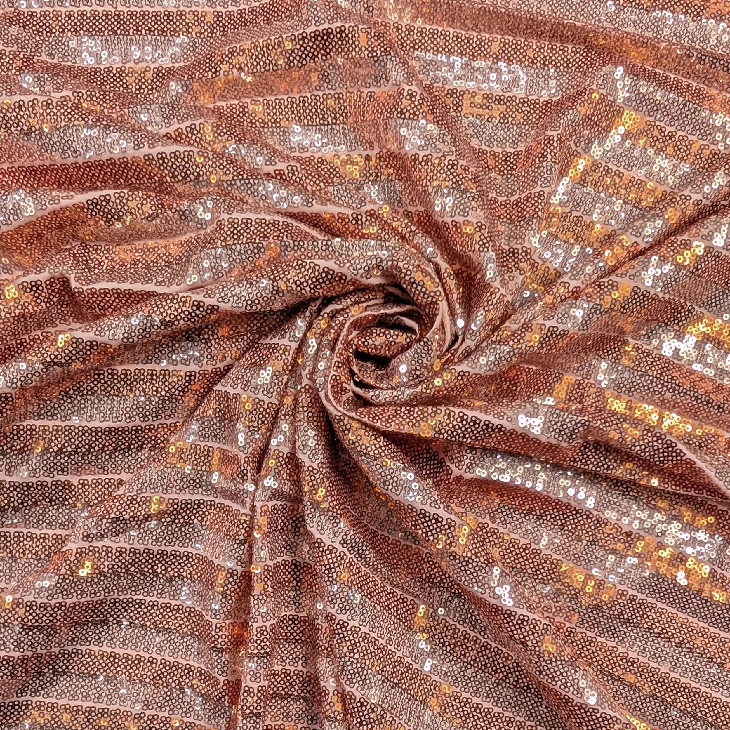 Peach Striped Sequin Fabric Image