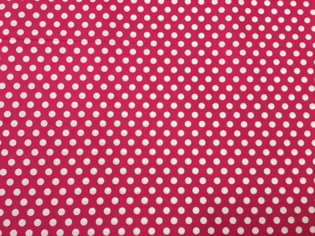 Fuxia Baumwollstoff Groß Weiß Polka Dots