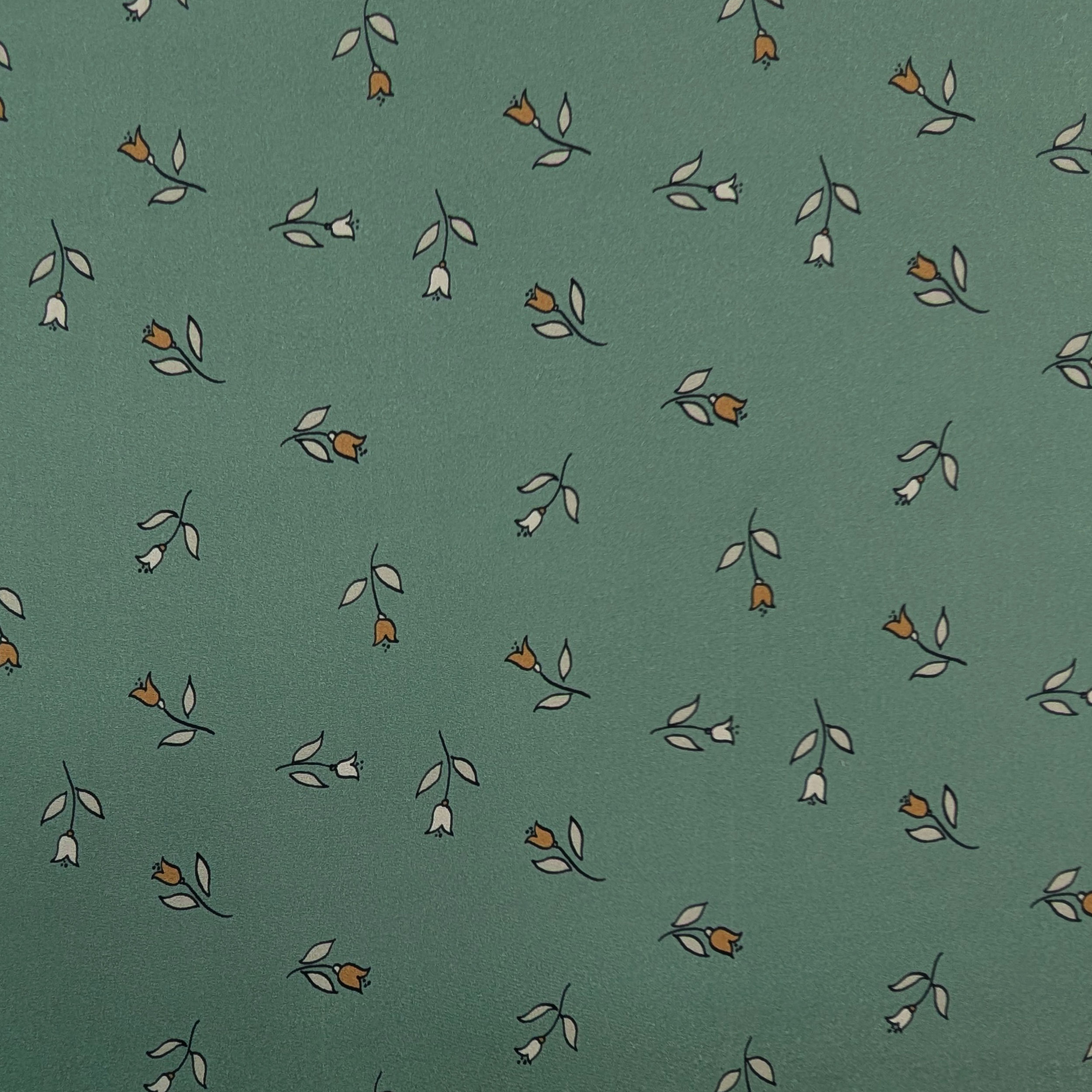 Viscose with Floral Pattern on a Green Background Image