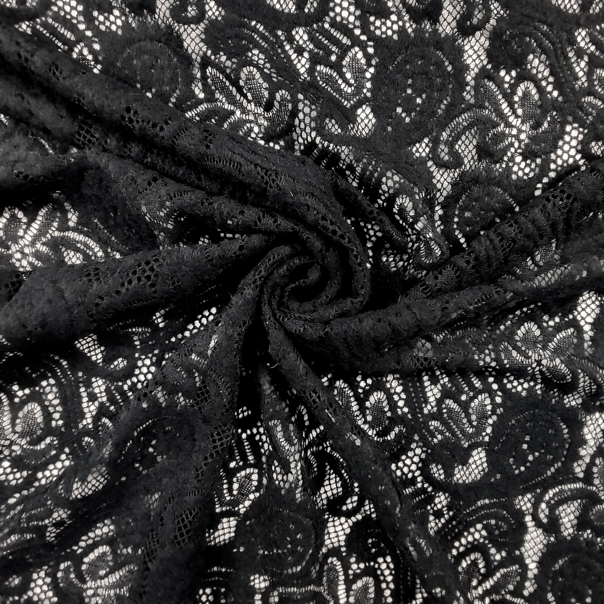 Mixed Wool Lace Black