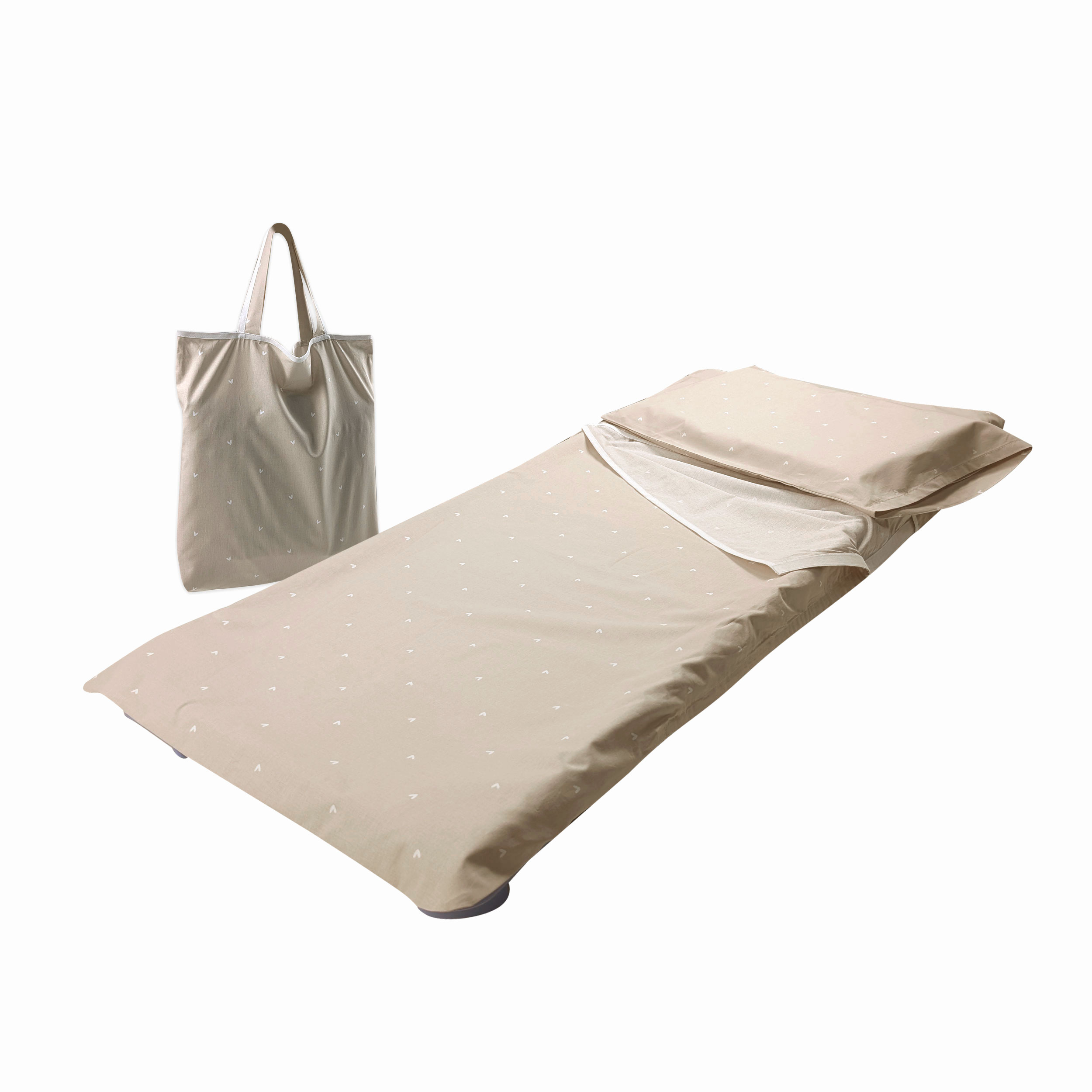 Sleeping Bag Bag Hearts Background Beige Image