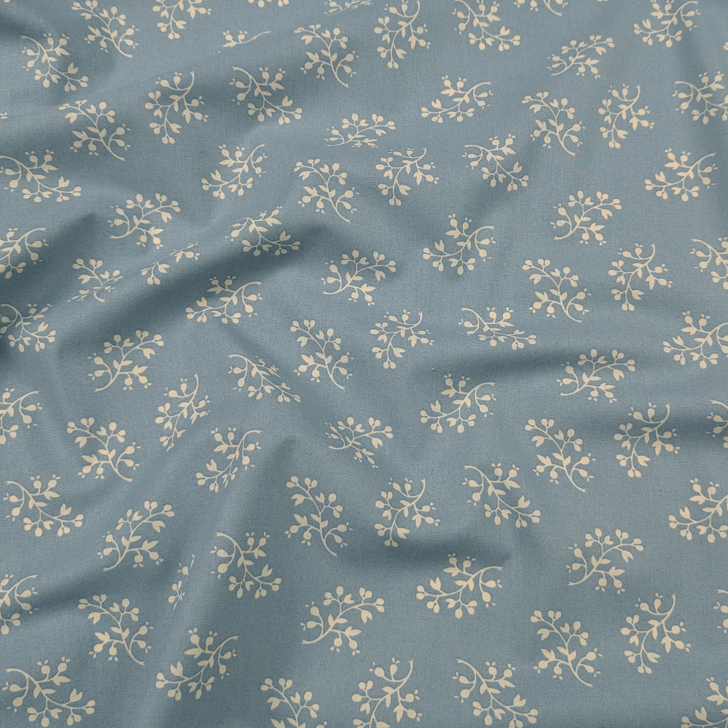 Light Blue Background with Floral Print Cotton Poplin Image