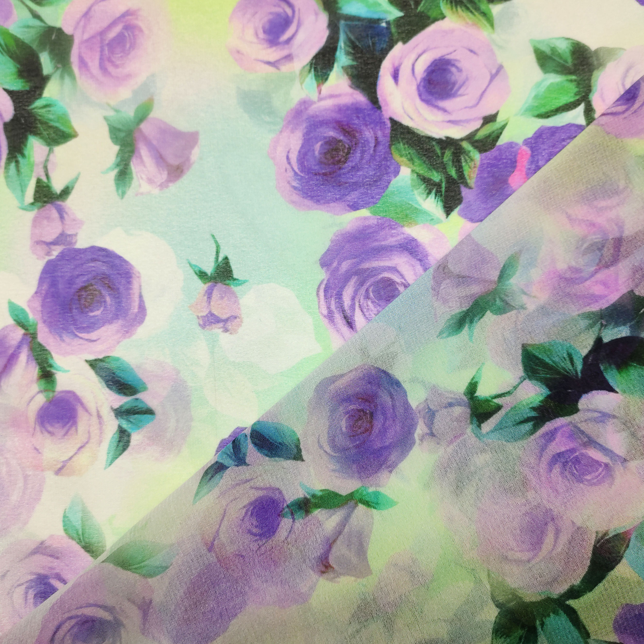 Elasticised Silk Chiffon Lilac Ruffles Image