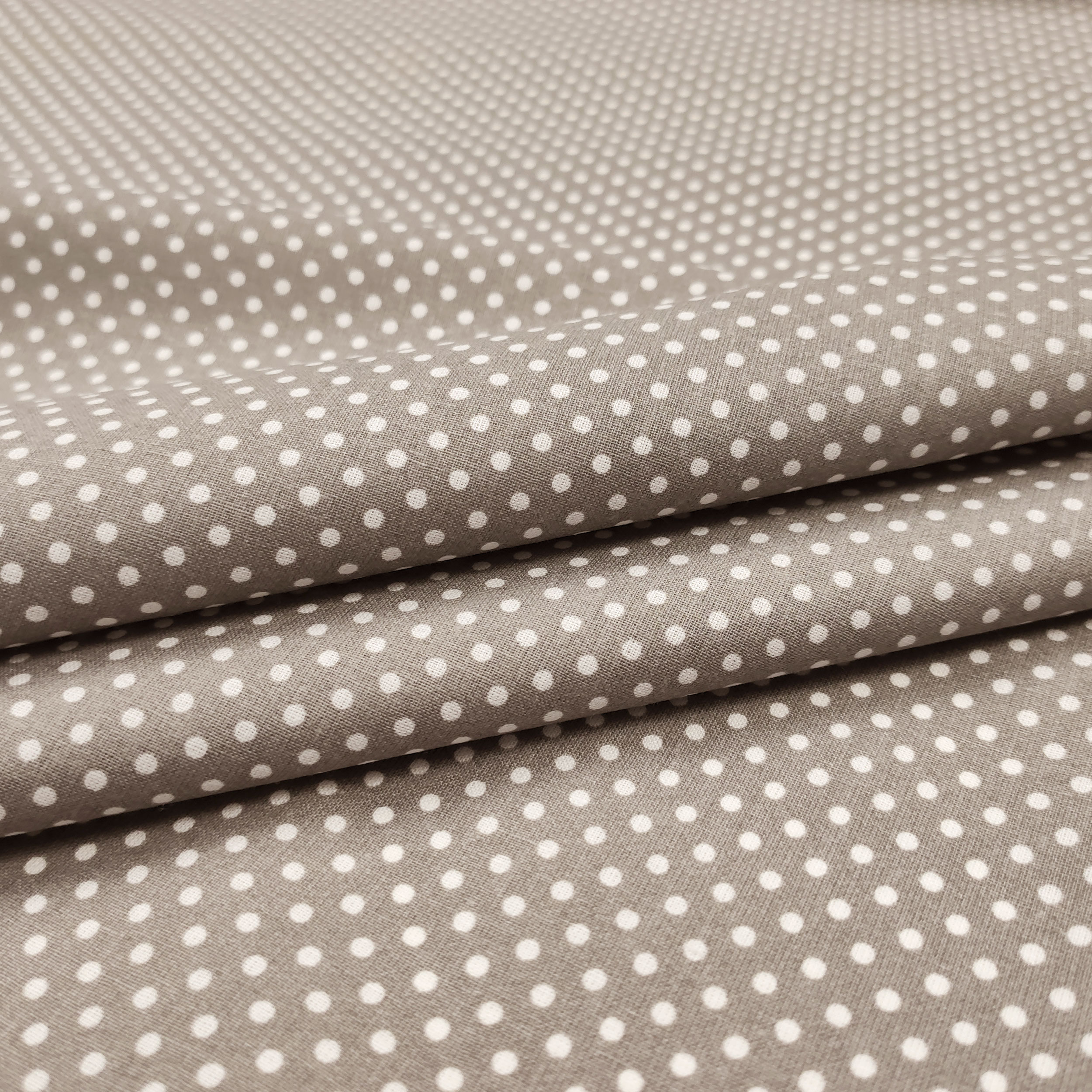 Baumwollstoff Taube Grau Weiß Polka Dot