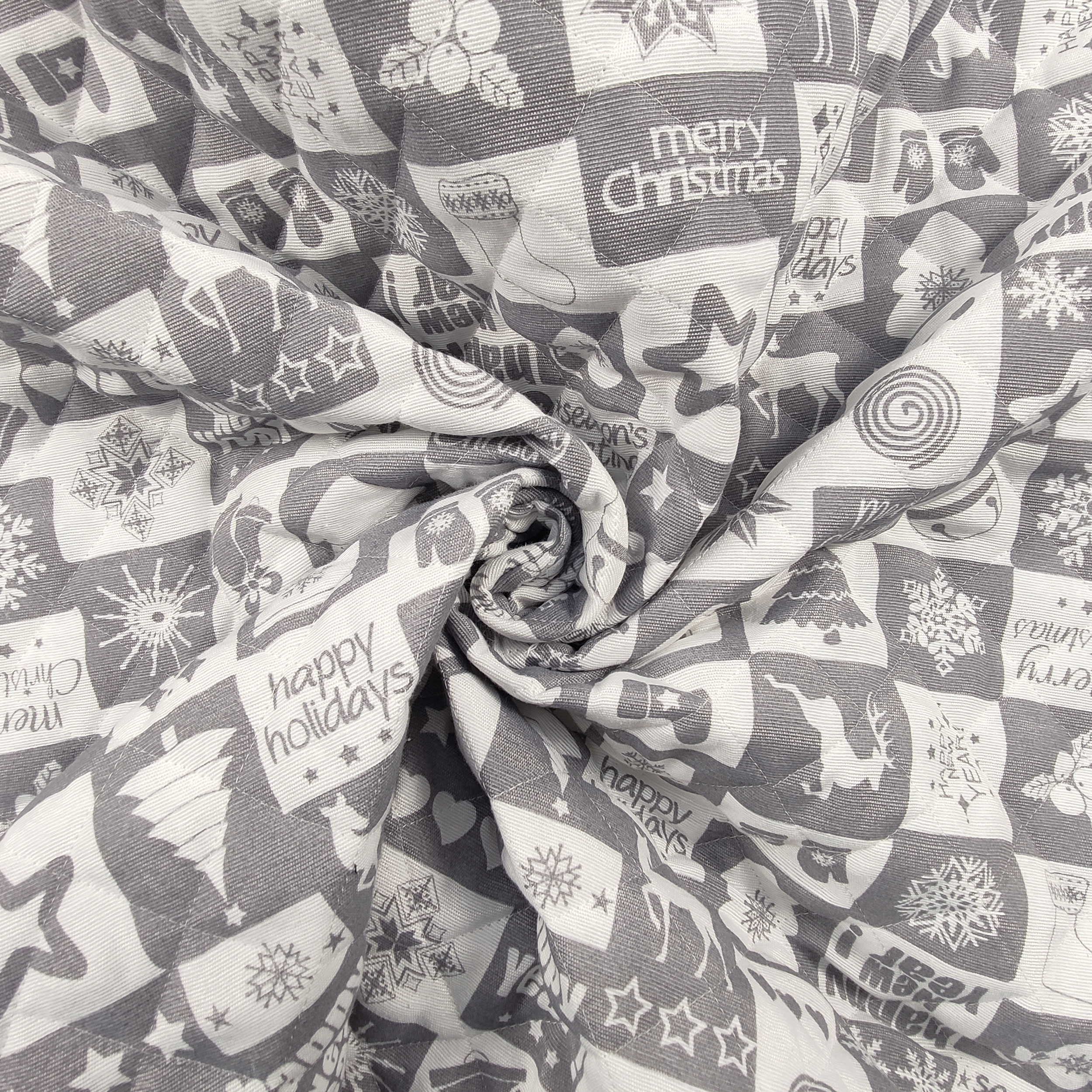 Tissu matelassé Patchwork de Noël Gris