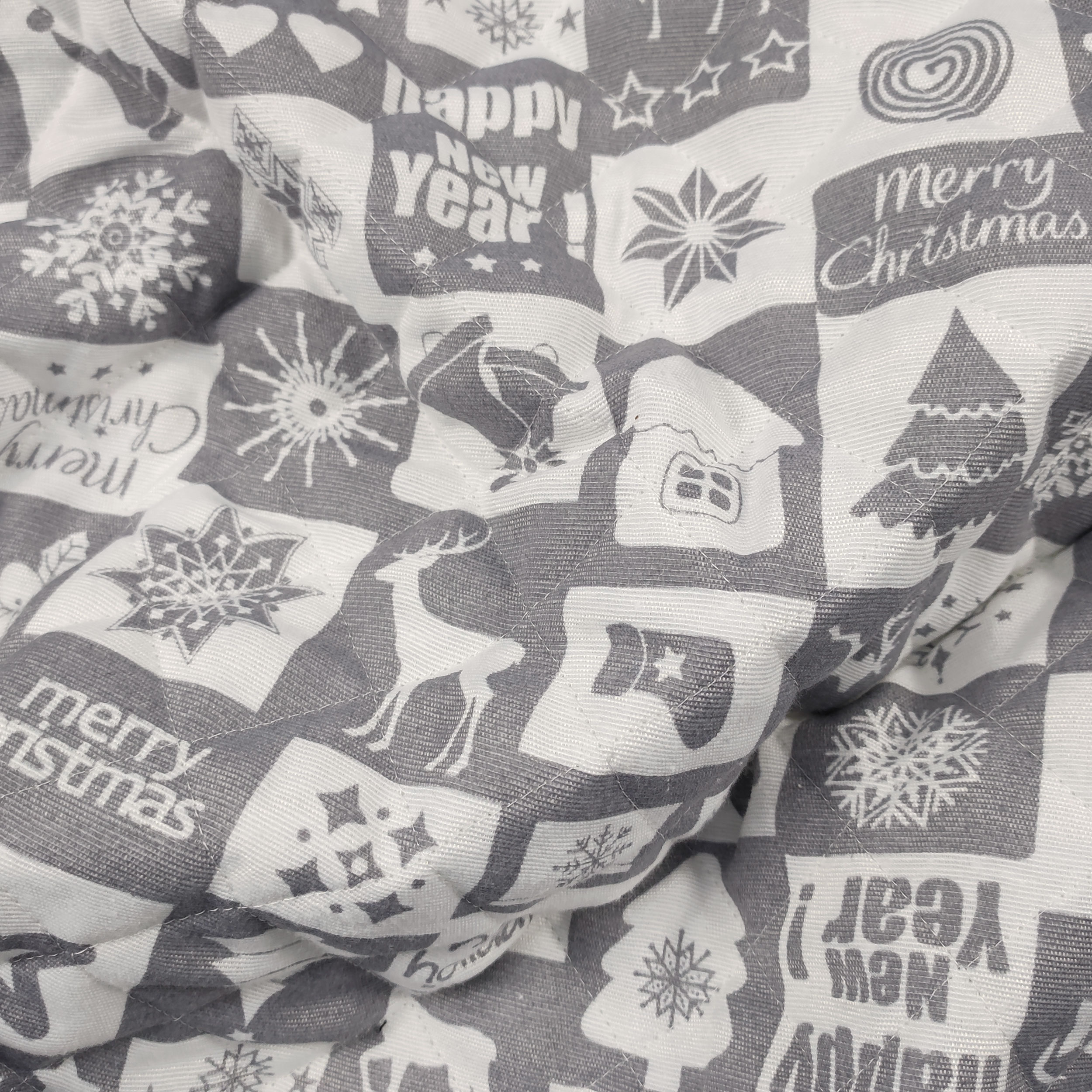 Tissu matelassé Patchwork de Noël Gris