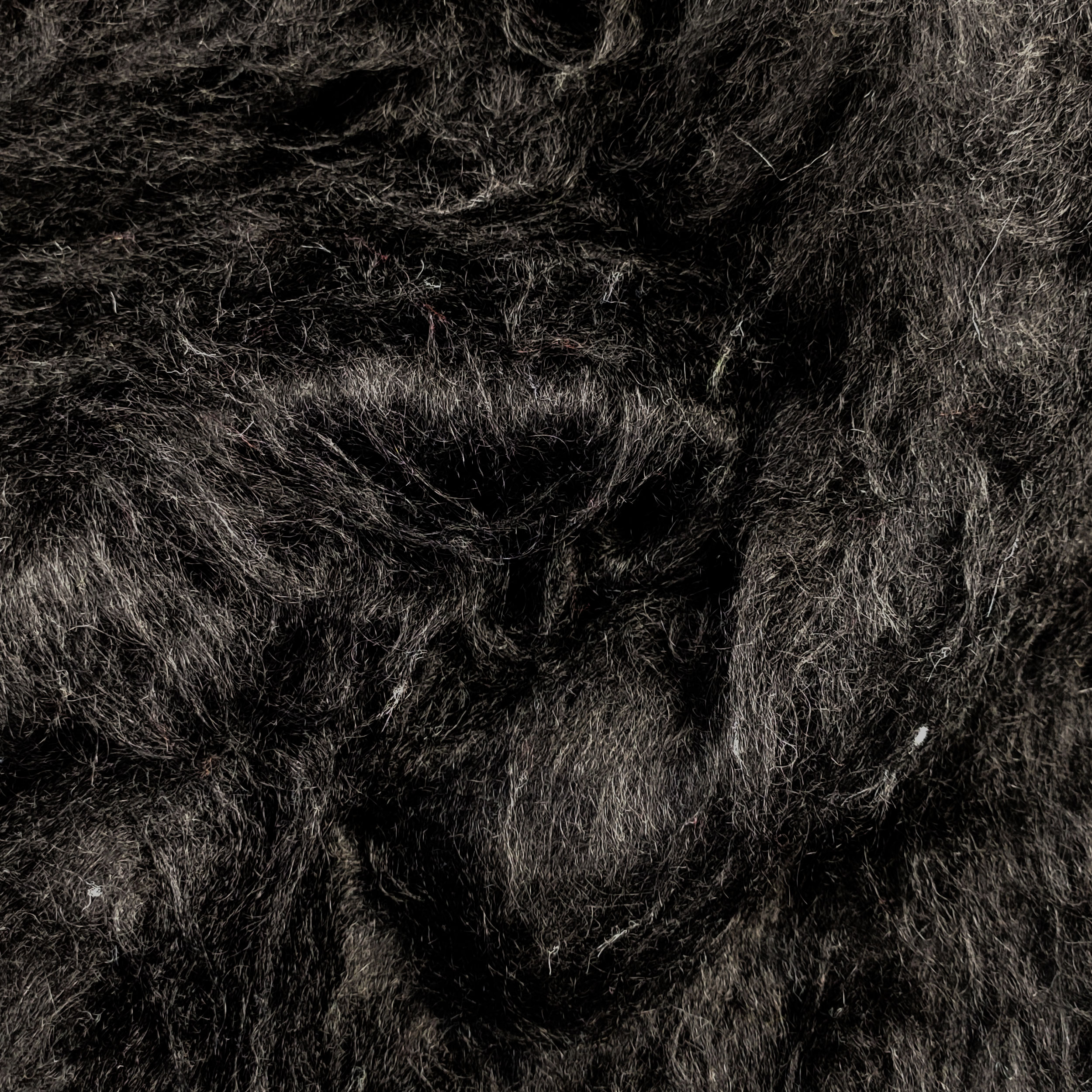 Synthetic Fur Long Coat Plain Black
