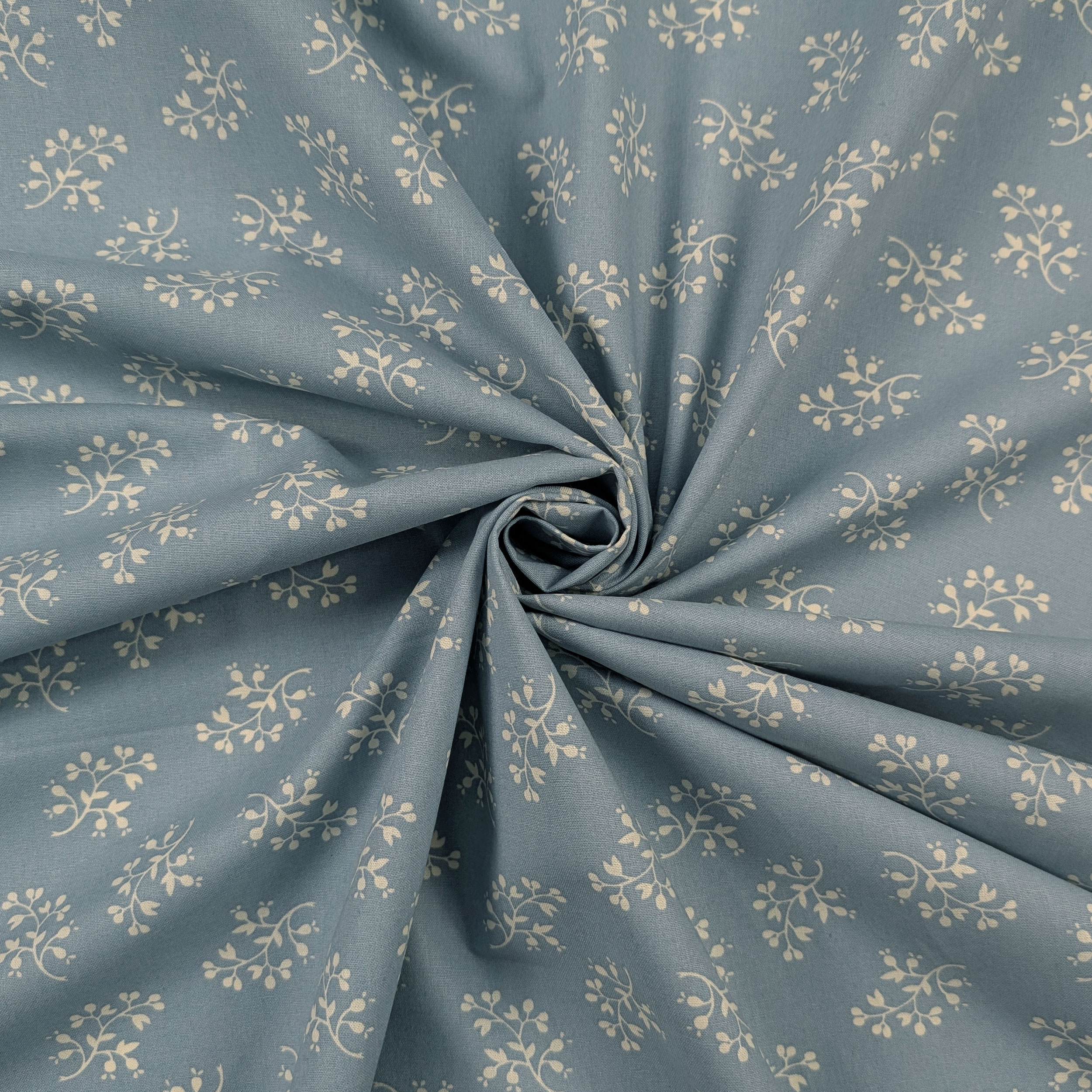 Light Blue Background with Floral Print Cotton Poplin Image