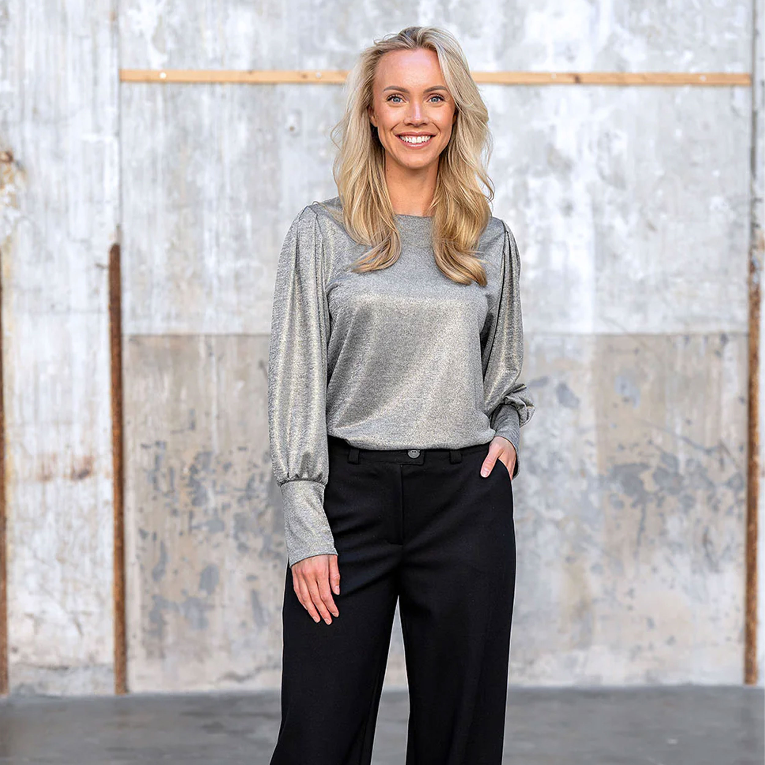 Grey Jersey Coated Lurex Silver Image