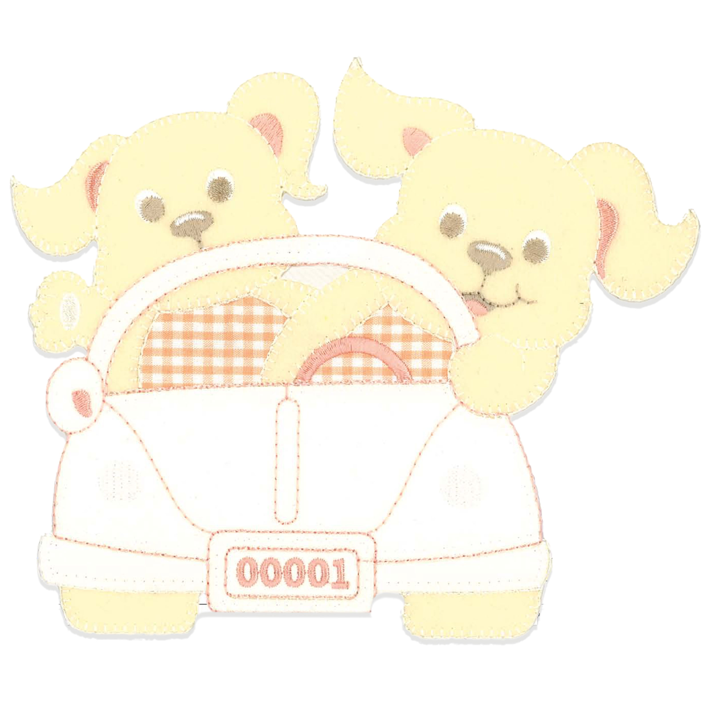 Thermoadhesive application with dogs in the car Image