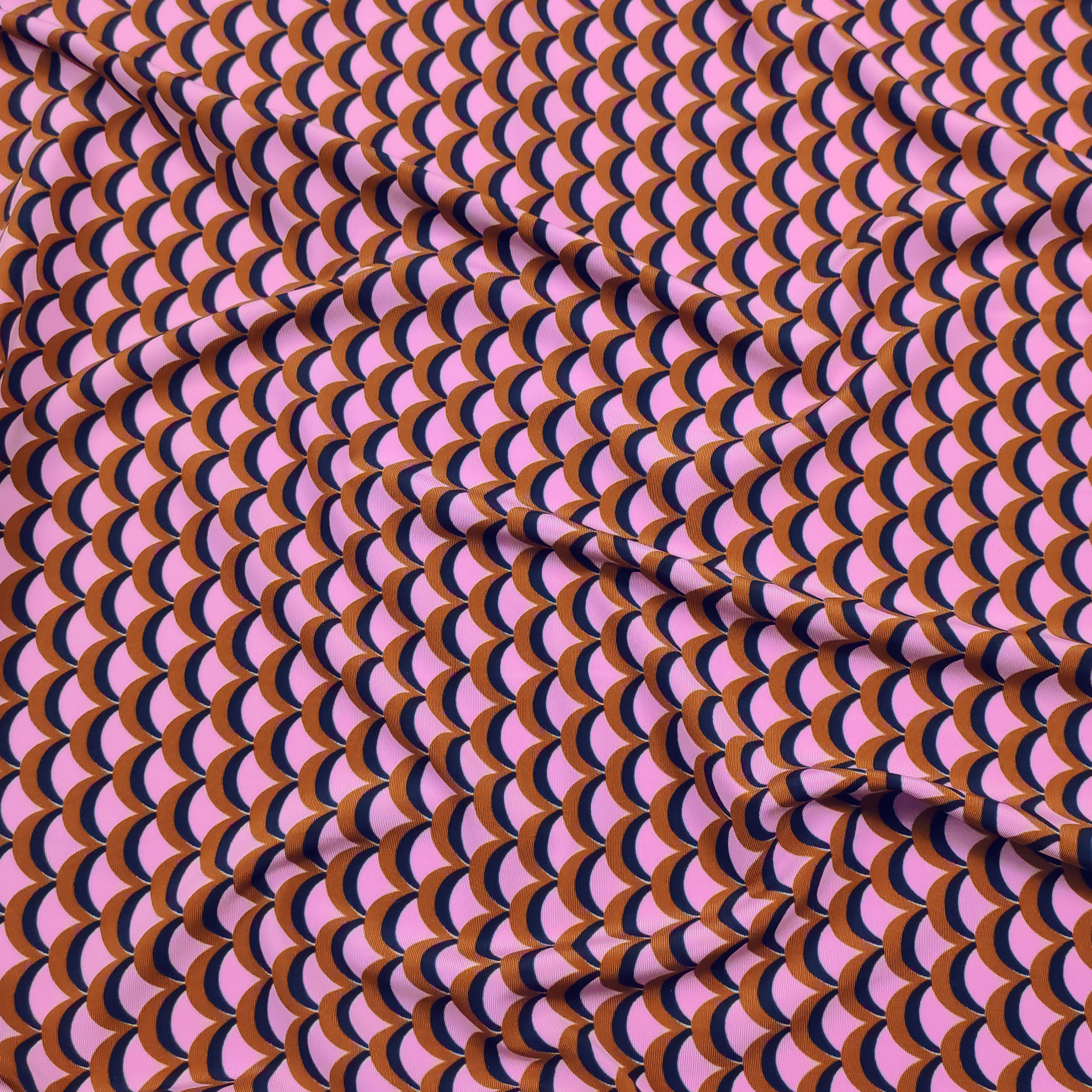 Viscose Silk Jersey Abstract Patterns Pink Brown