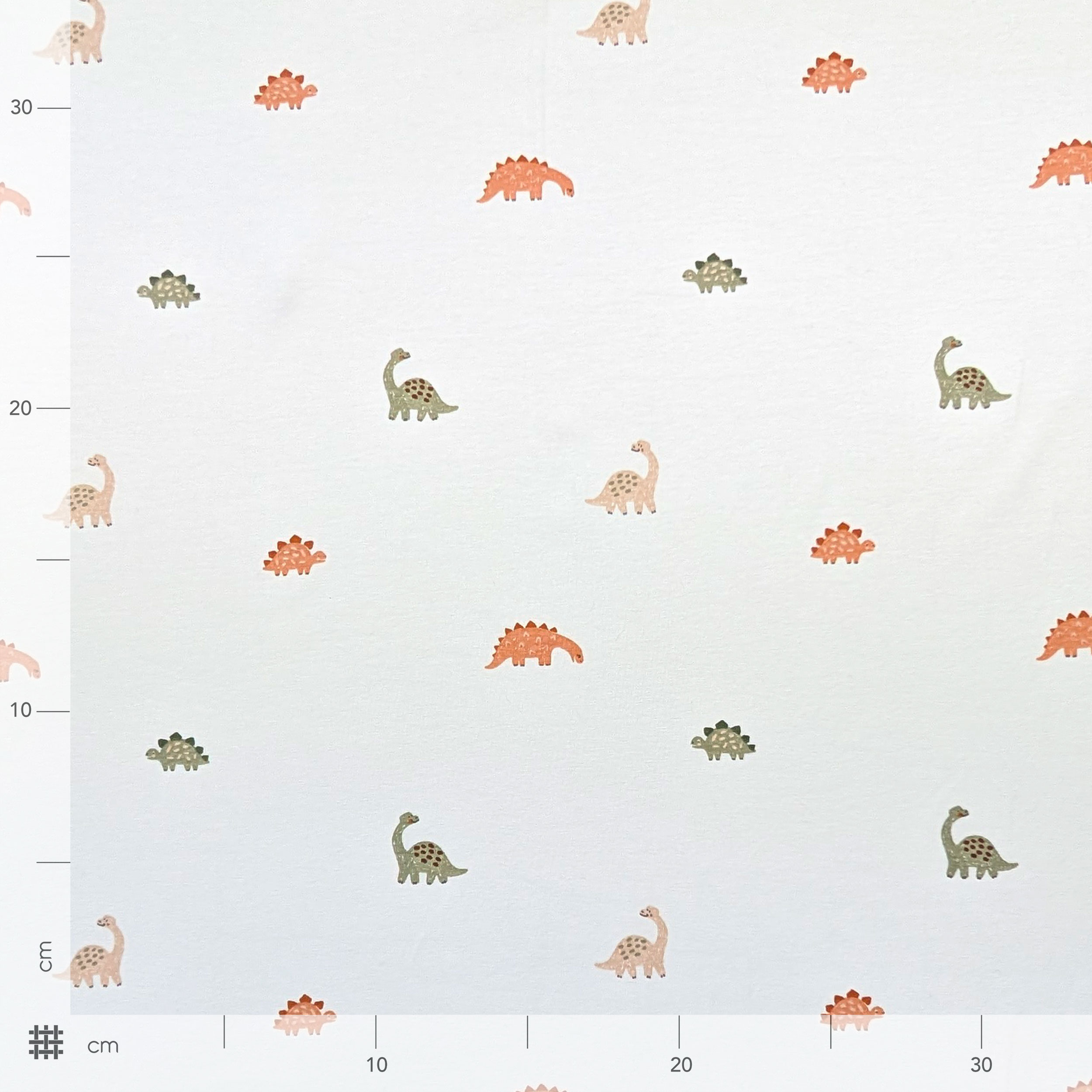 Cutout Jersey Cotton White with Dinosaurs 100x150 cm Image