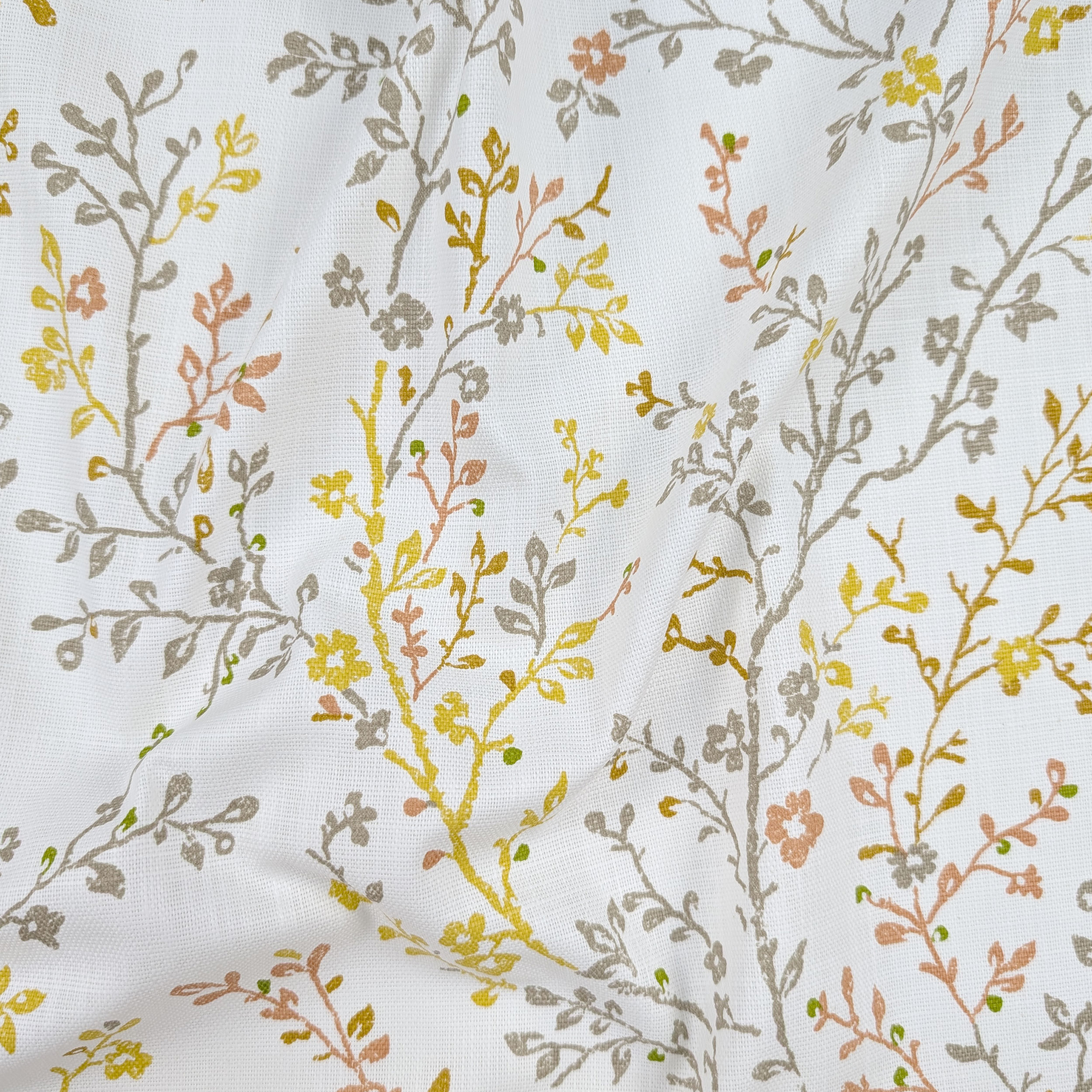 Lin de coton meublant les branches avec des fleurs aux tons chauds Image