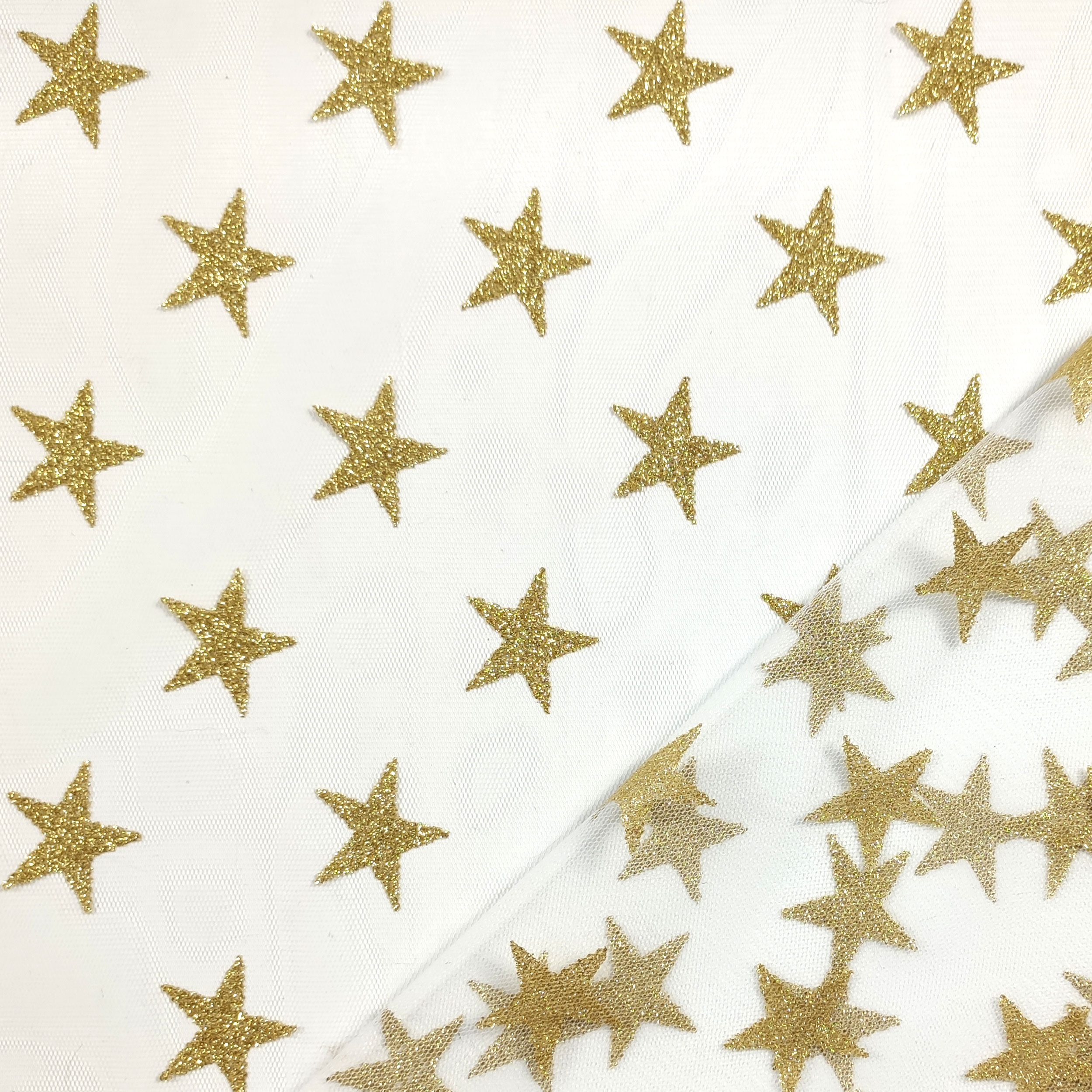 Lurex Sterne Tüll in Gold