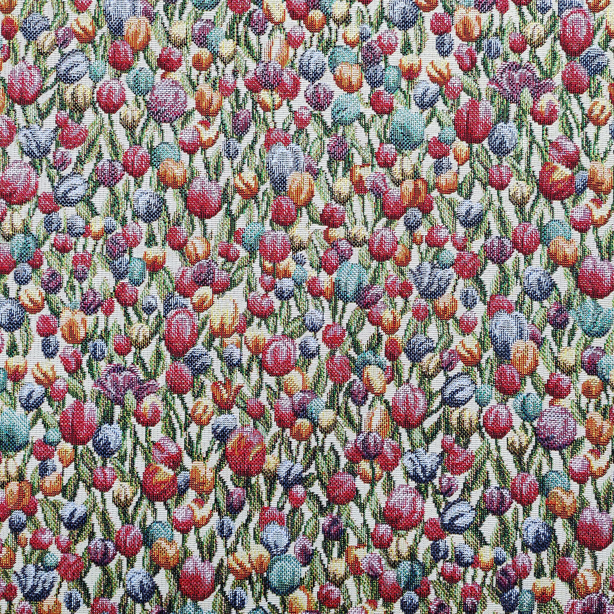 Tejido Jacquard Pequeños Tulipanes de Colores